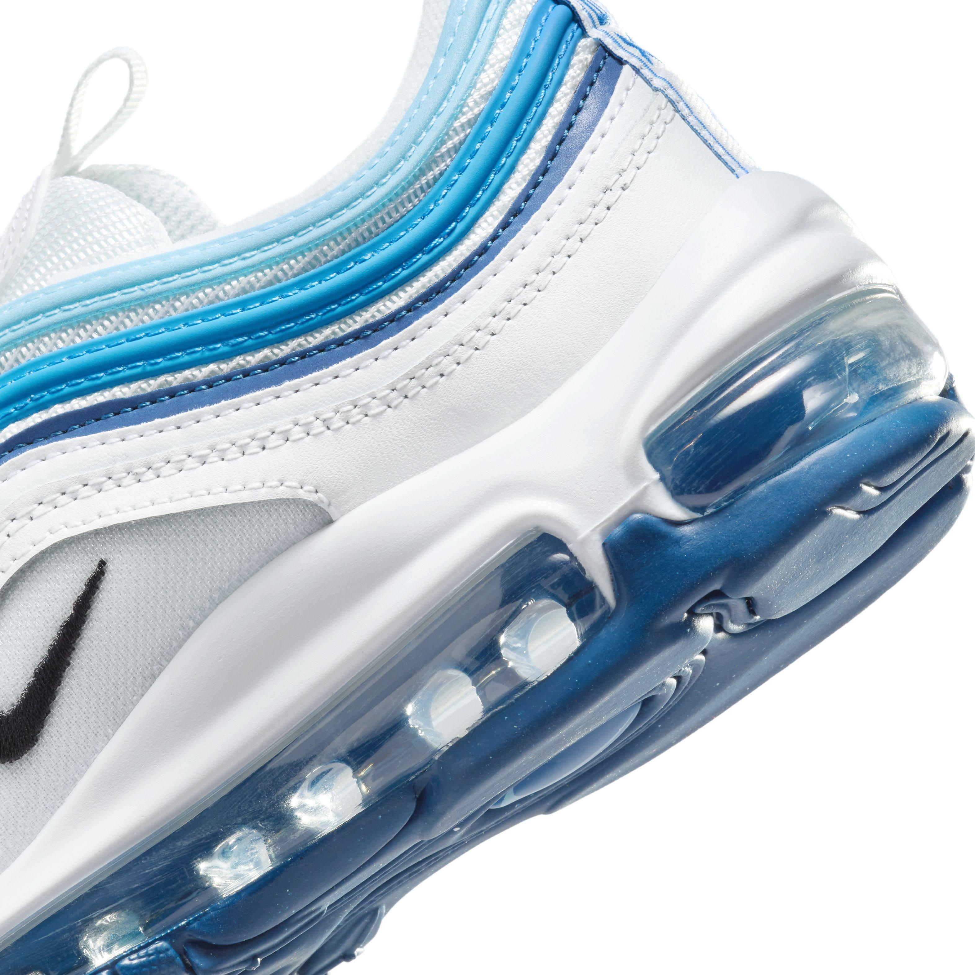 Nike Air Max 97 "Summit White/Court Blue/Aquarius Blue/Black" Grade School Boys' Shoe - WHITE/BLUE/BLUE/BLACK Thumbnail View 8
