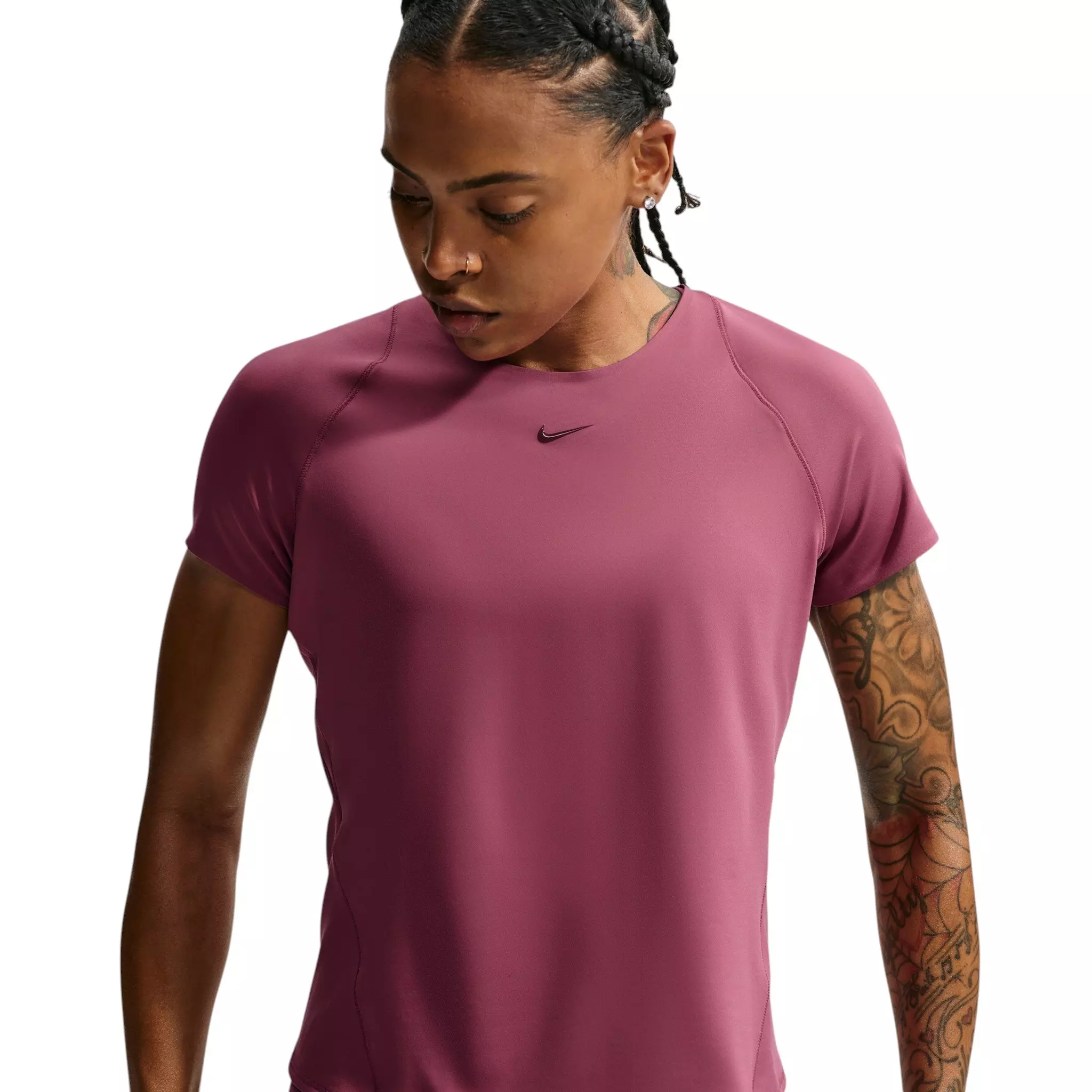 Nike Women's Universa Dri-FIT Short-Sleeve Top - Pink Smoke - PINK SMOKE
