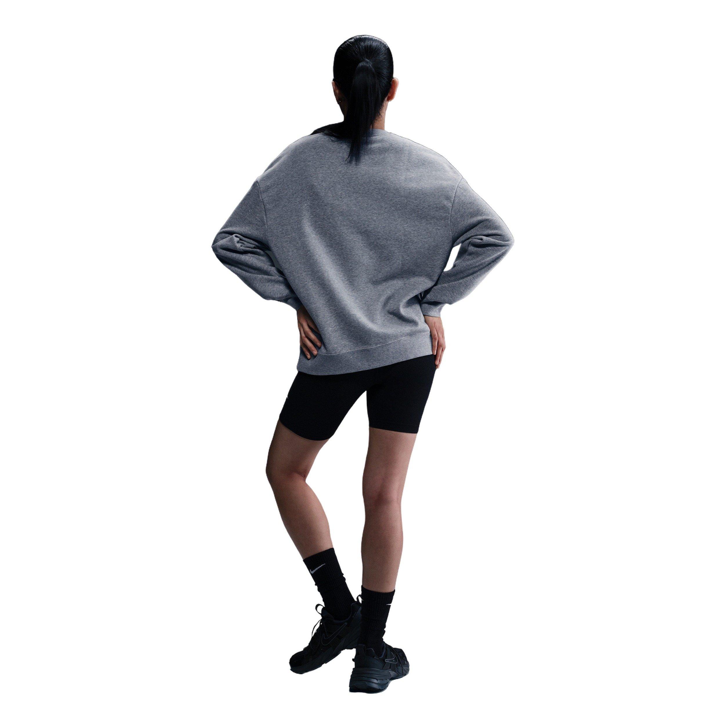 Nike Women's Sportswear Club Fleece Loose Crew-Neck Sweatshirt -Grey - GREY Thumbnail View 5