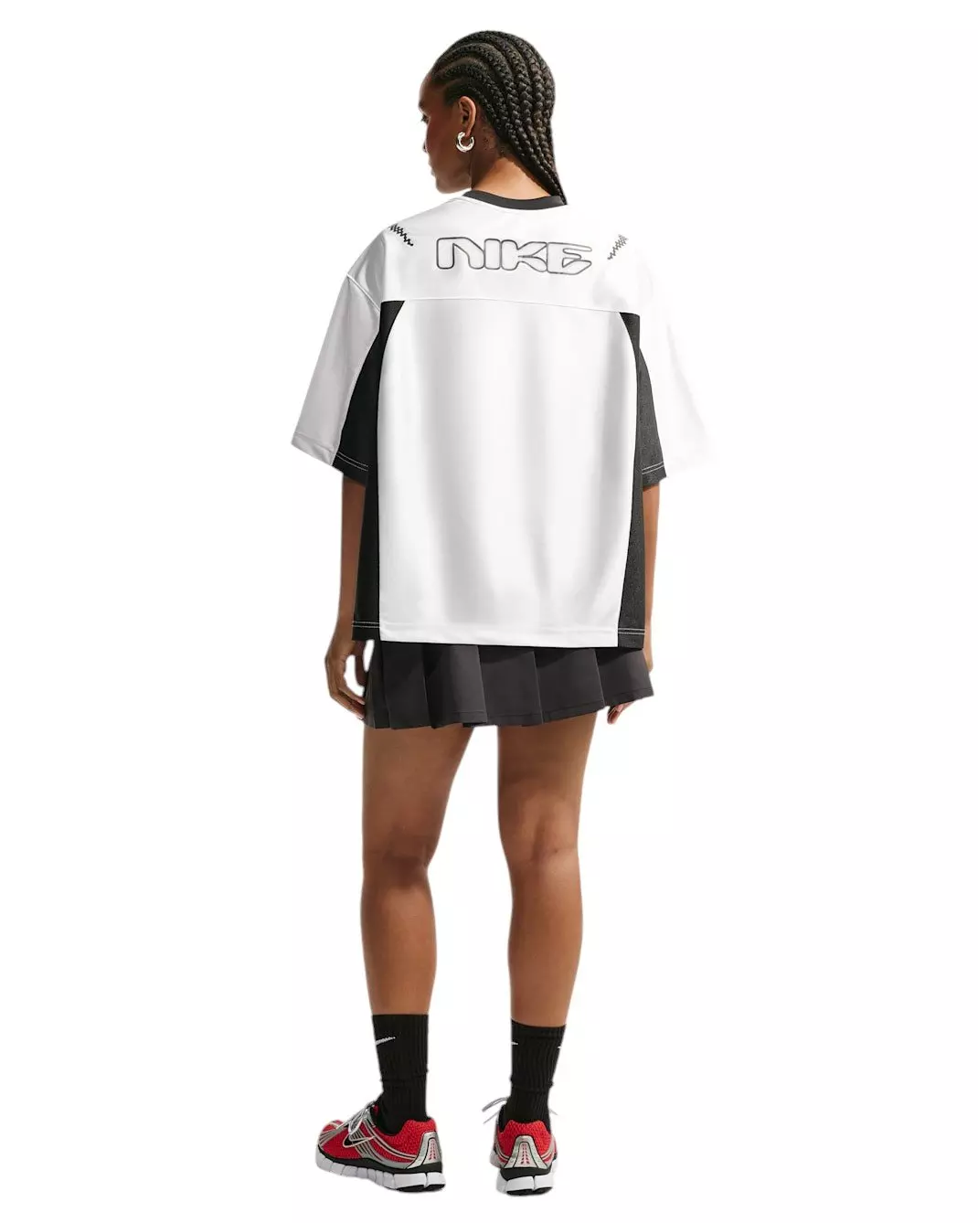 Nike Women's Sportswear Oversized Jersey - White/Black - WHITE/BLACK