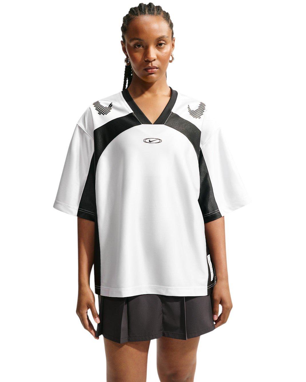 Nike Women's Sportswear Oversized Jersey - White/Black - WHITE/BLACK