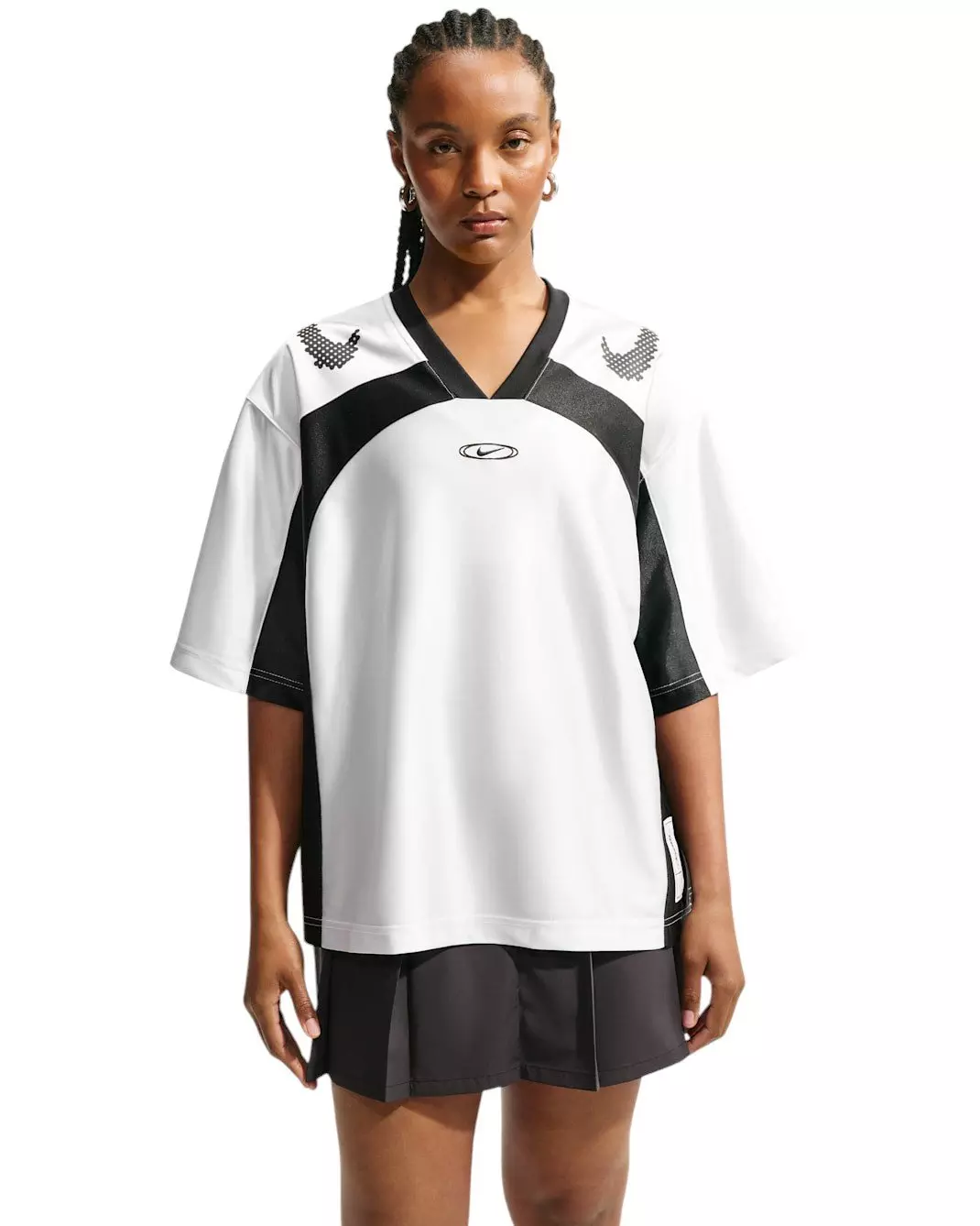 Nike Women's Sportswear Oversized Jersey - White/Black - WHITE/BLACK