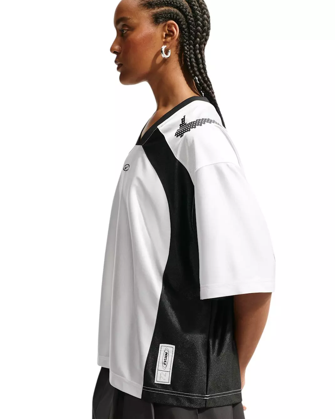Nike Women's Sportswear Oversized Jersey - White/Black - WHITE/BLACK