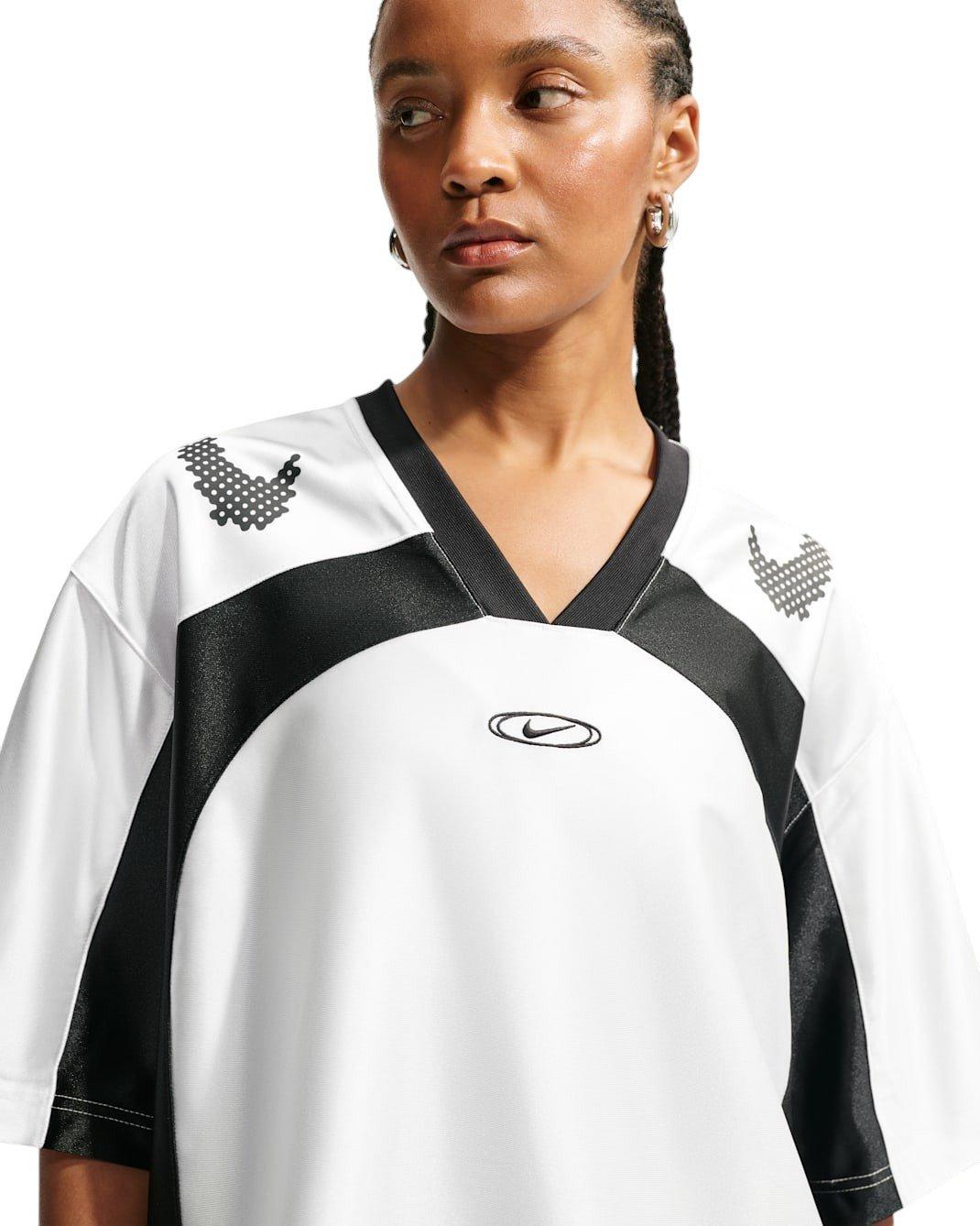 Nike Women's Sportswear Oversized Jersey - White/Black - WHITE/BLACK