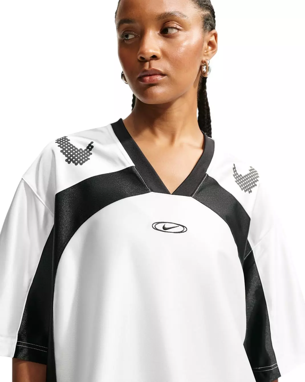 Nike Women's Sportswear Oversized Jersey - White/Black - WHITE/BLACK
