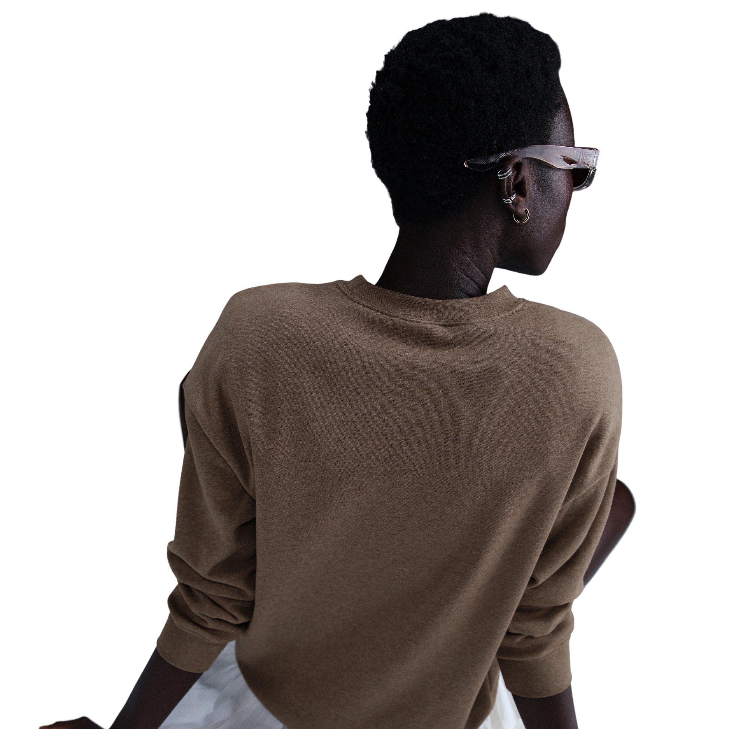 Nike Women's Sportswear Club Fleece Loose Crew-Neck Sweatshirt - Brown - BROWN Thumbnail View 2