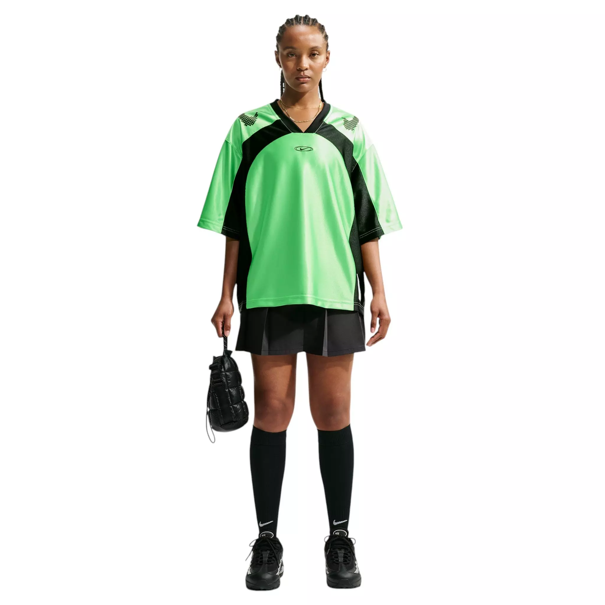 Nike Women's Sportswear Oversized Jersey - Green/Black - GREEN/BLACK