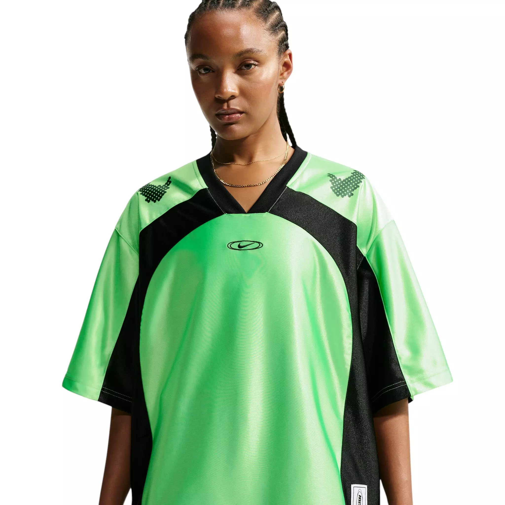 Nike Women's Sportswear Oversized Jersey - Green/Black - GREEN/BLACK