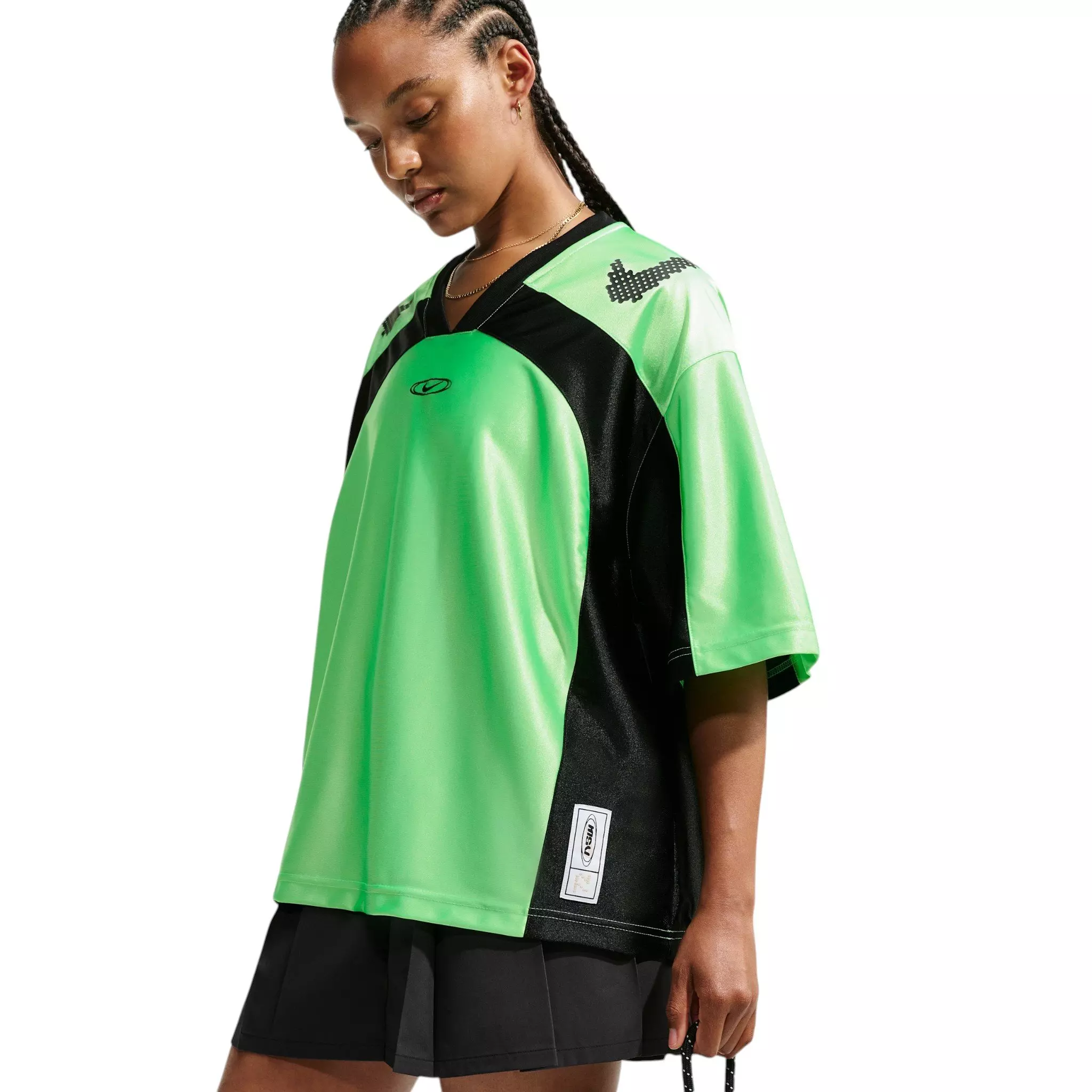 Nike Women's Sportswear Oversized Jersey - Green/Black - GREEN/BLACK