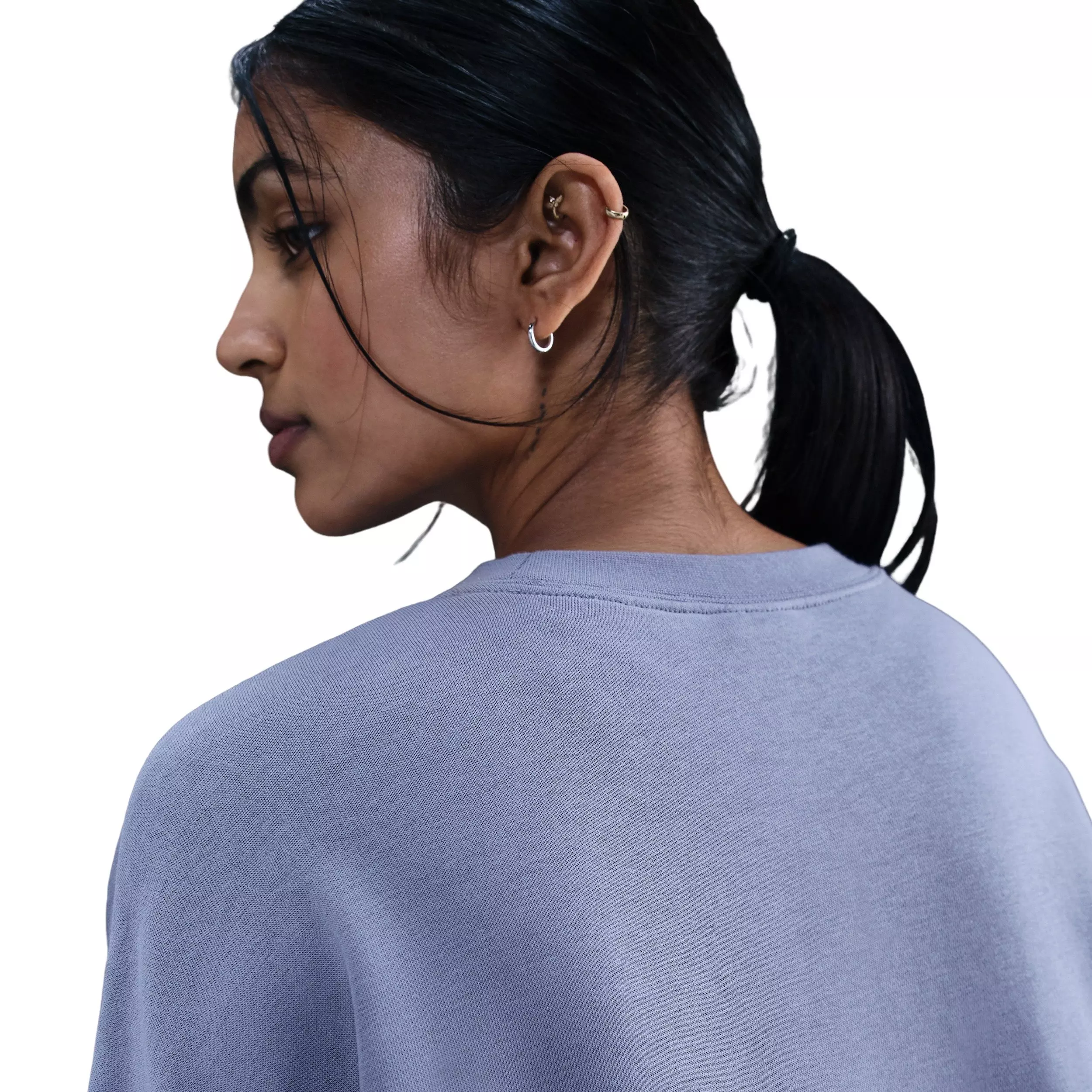 Nike Women's Sportswear Club Fleece Loose Crew-Neck Sweatshirt - Indigo - INDIGO