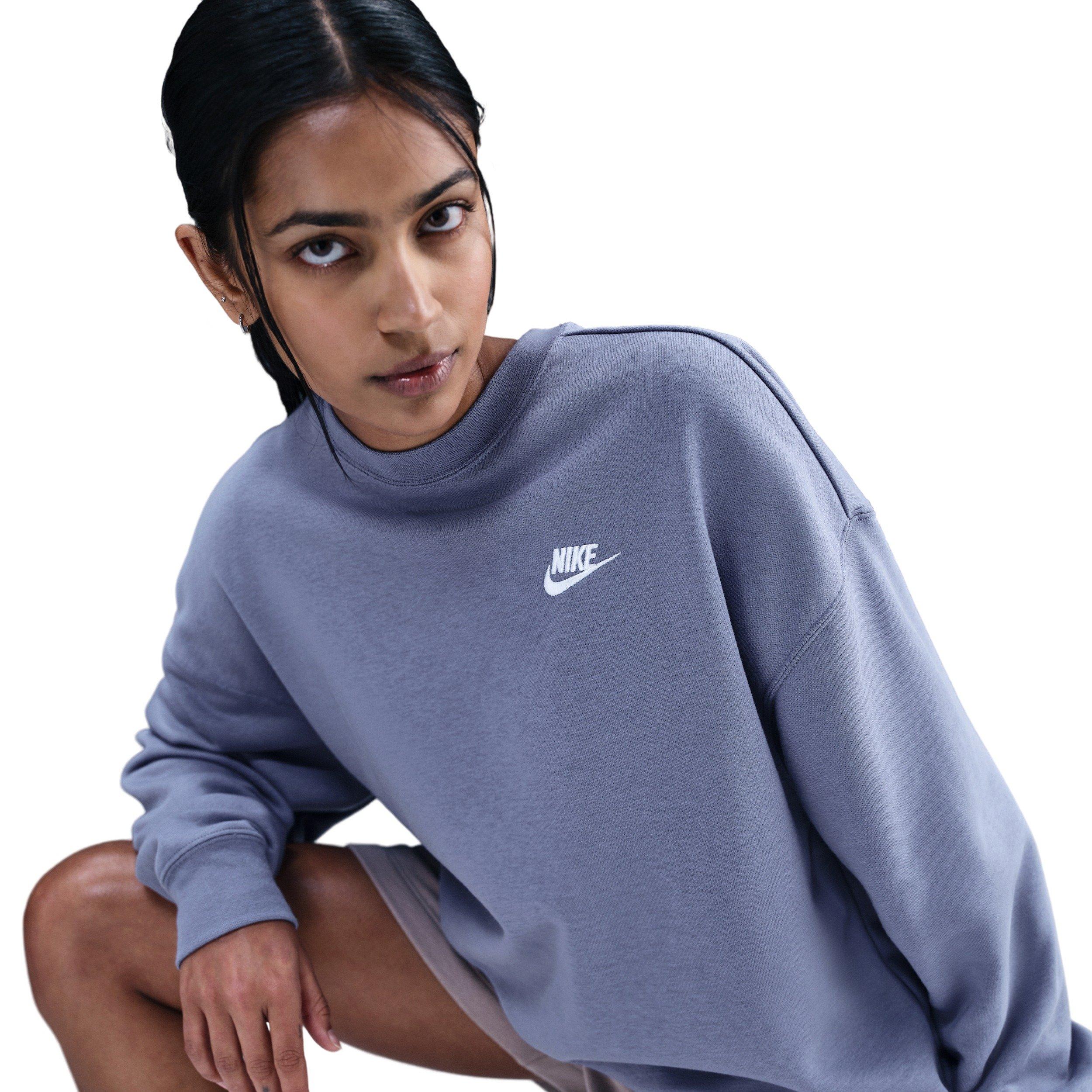 Nike Women's Sportswear Club Fleece Loose Crew-Neck Sweatshirt - Indigo - INDIGO Thumbnail View 3