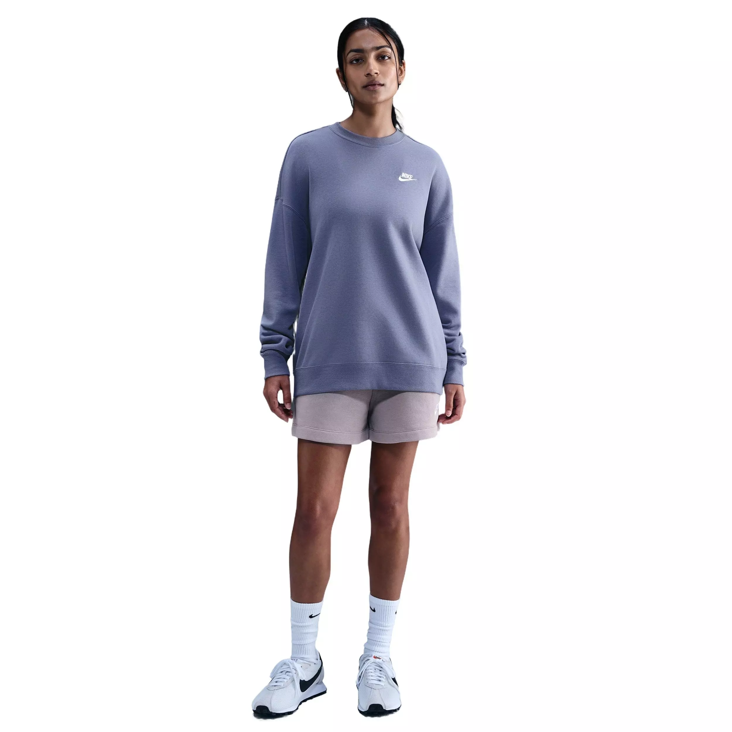 Nike Women's Sportswear Club Fleece Loose Crew-Neck Sweatshirt - Indigo - INDIGO