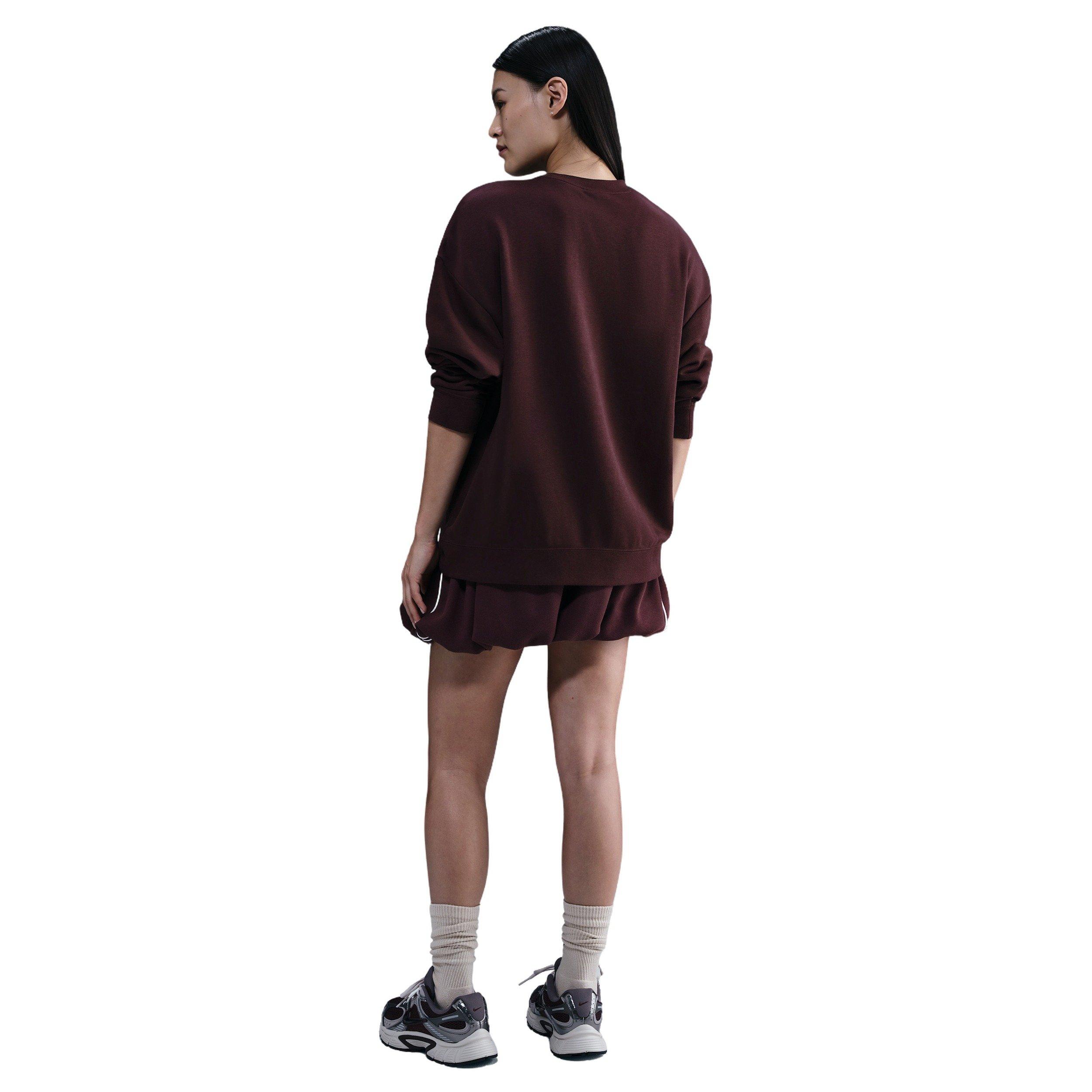 Nike Women's Sportswear Club Fleece Loose Crew-Neck Sweatshirt - Burgundy - BURGUNDY Thumbnail View 5