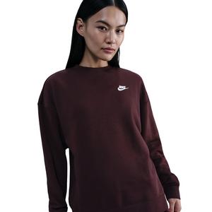 Nike Women's Sportswear Club Fleece Loose Crew-Neck Sweatshirt -Burgundy