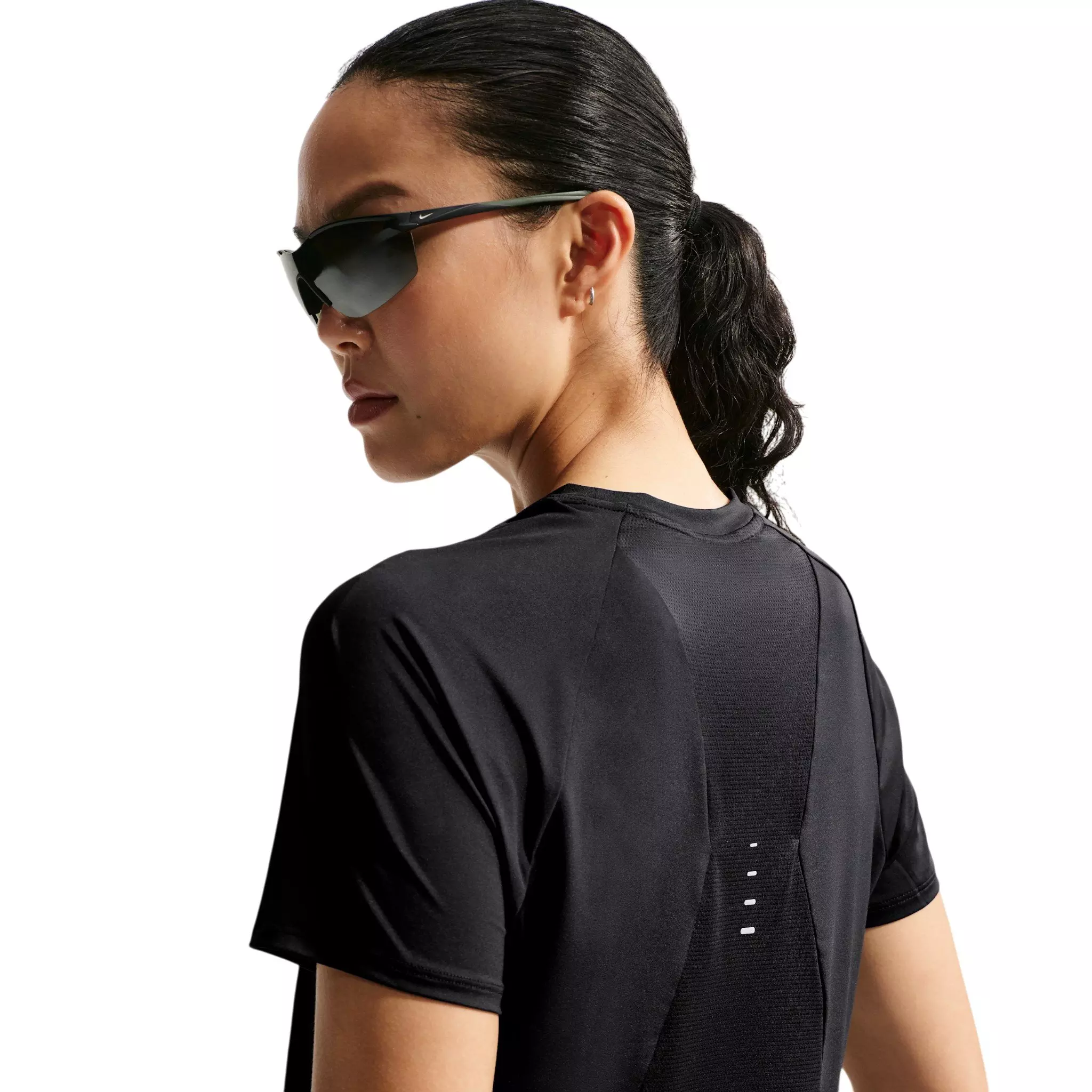 Nike Women's Swift Dri-FIT Short Sleeve Running Top - Black/Silver - BLACK/SILVER
