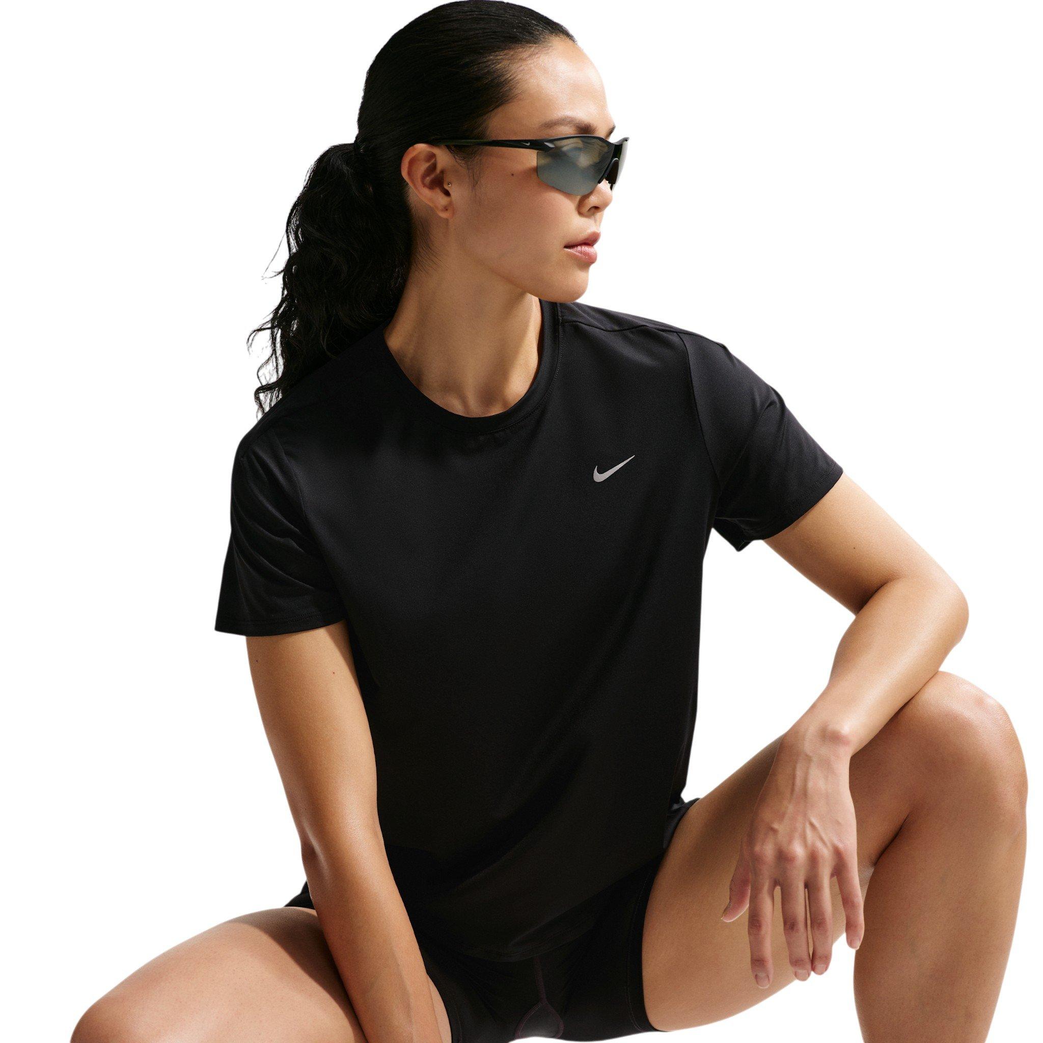 Nike Women's Swift Dri-FIT Short Sleeve Running Top - Black/Silver - BLACK/SILVER