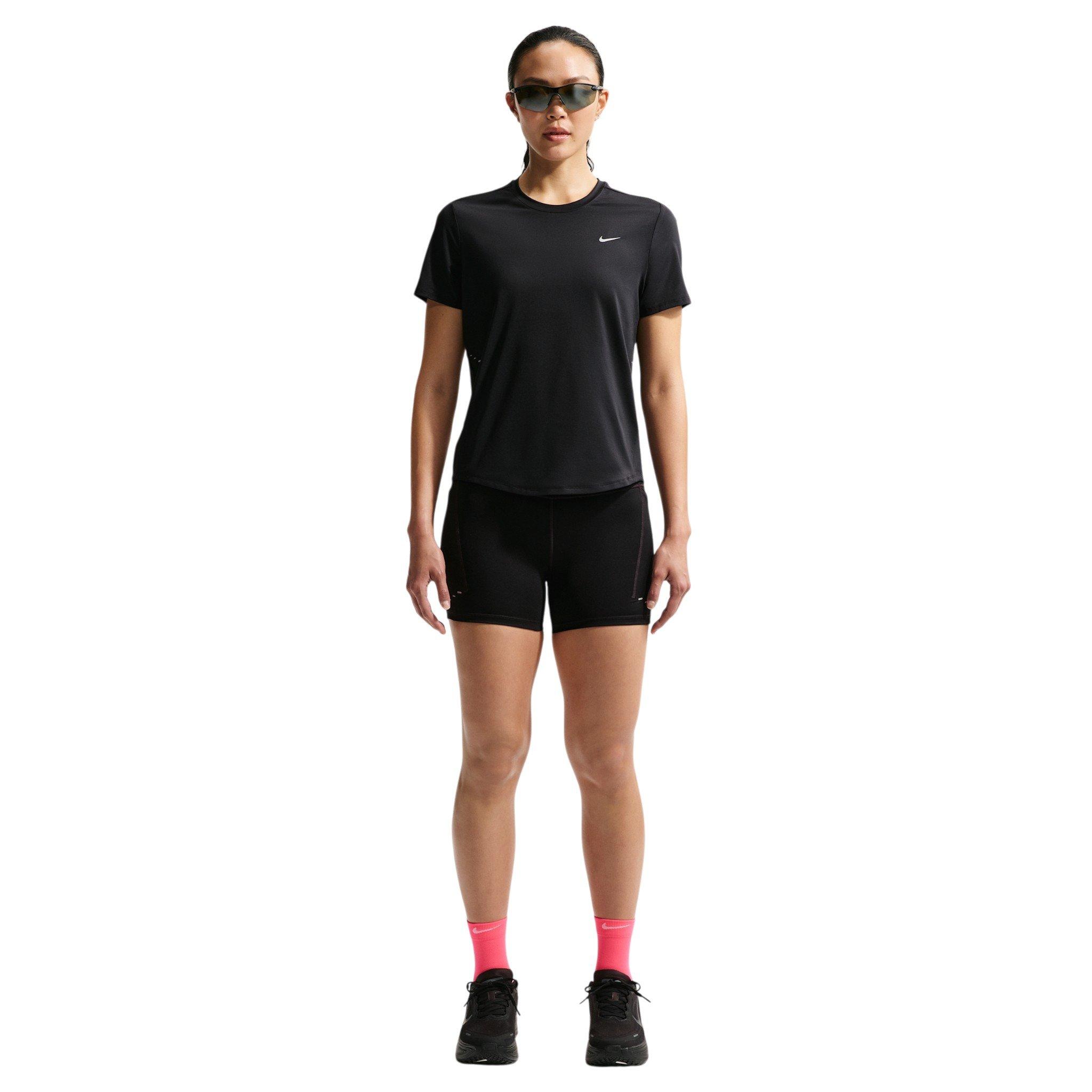 Nike Women's Swift Dri-FIT Short Sleeve Running Top - Black/Silver - BLACK/SILVER
