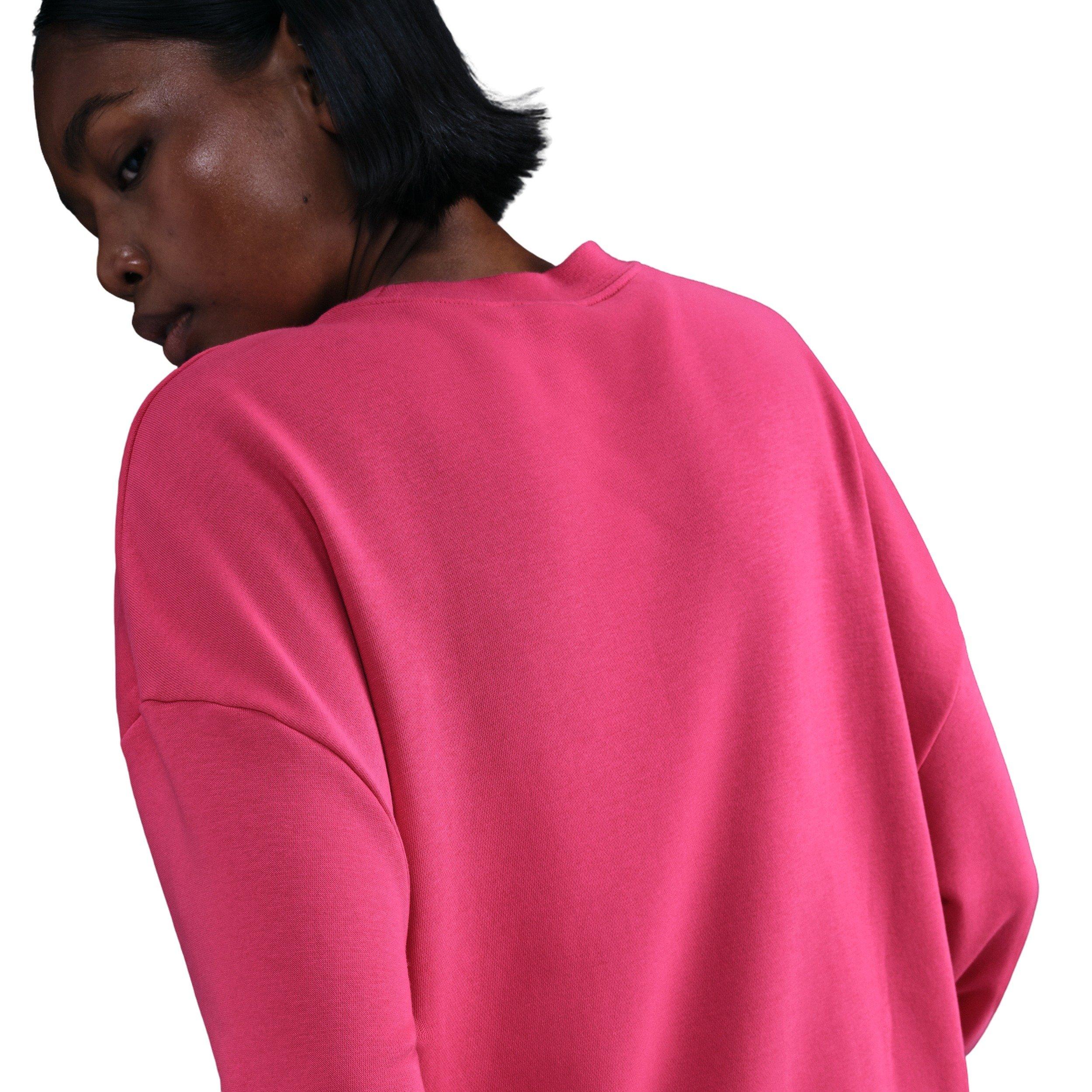 Nike Women's Sportswear Club Fleece Loose Crew-Neck Sweatshirt - Pink - PINK Thumbnail View 2