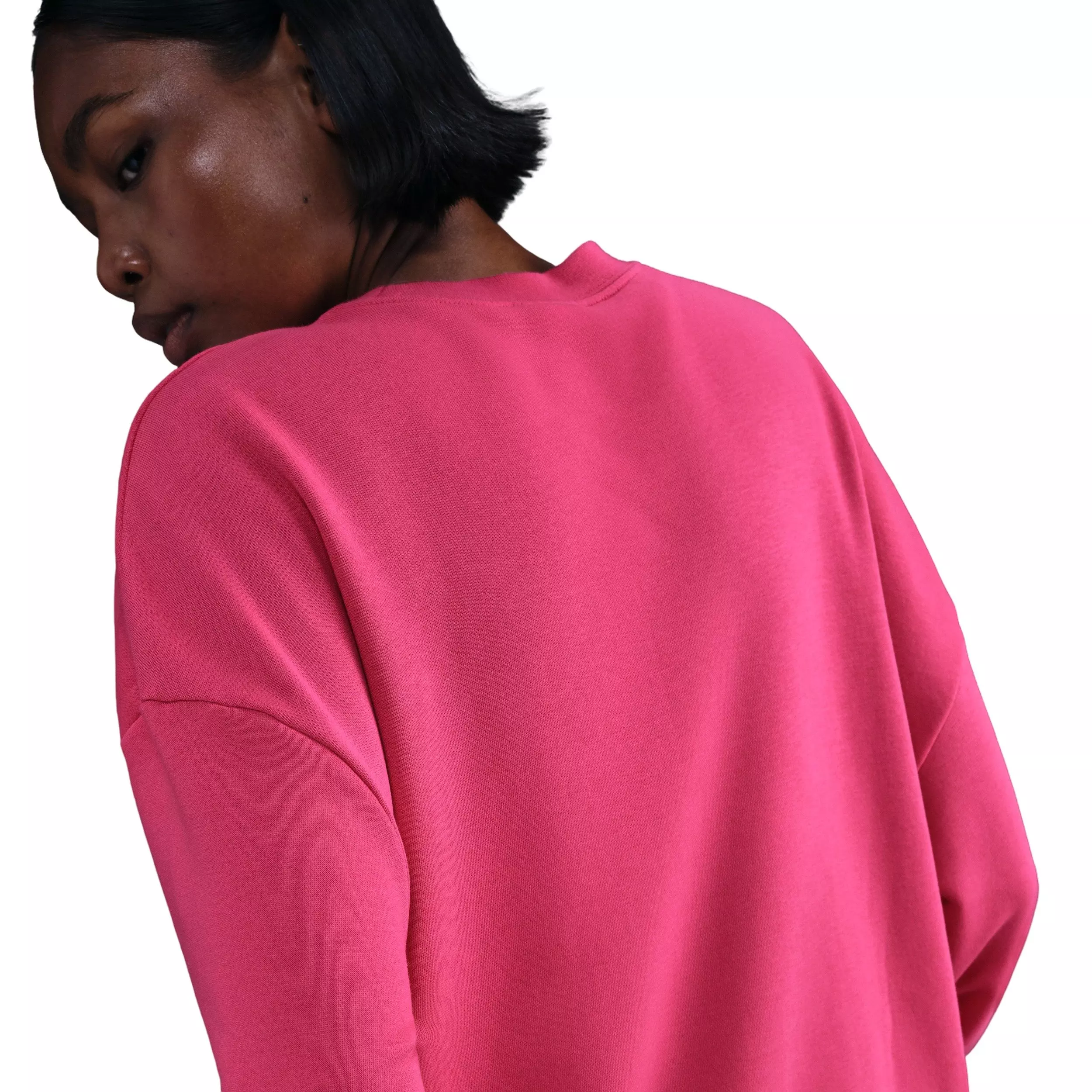 Nike Women's Sportswear Club Fleece Loose Crew-Neck Sweatshirt - Pink - PINK