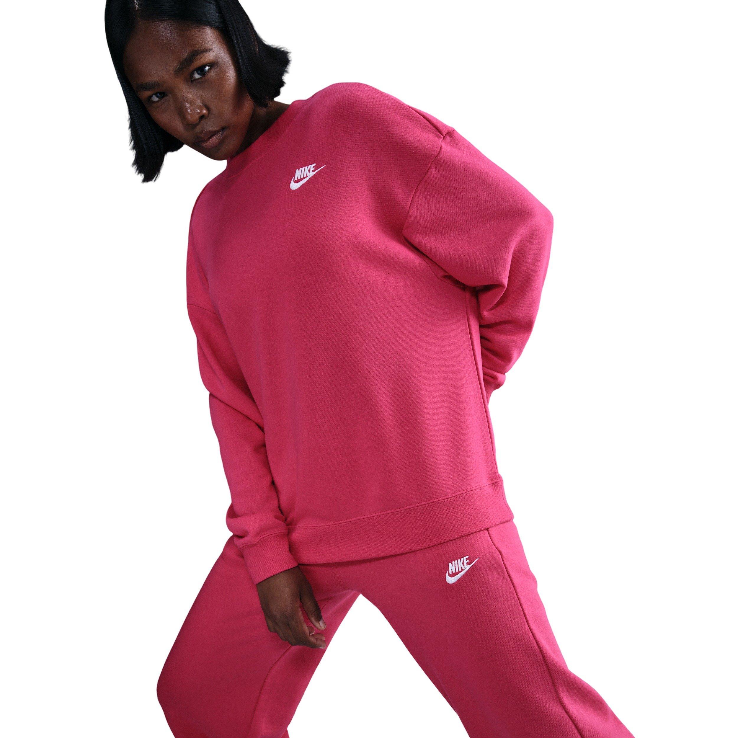 Nike Women's Sportswear Club Fleece Loose Crew-Neck Sweatshirt - Pink - PINK Thumbnail View 3