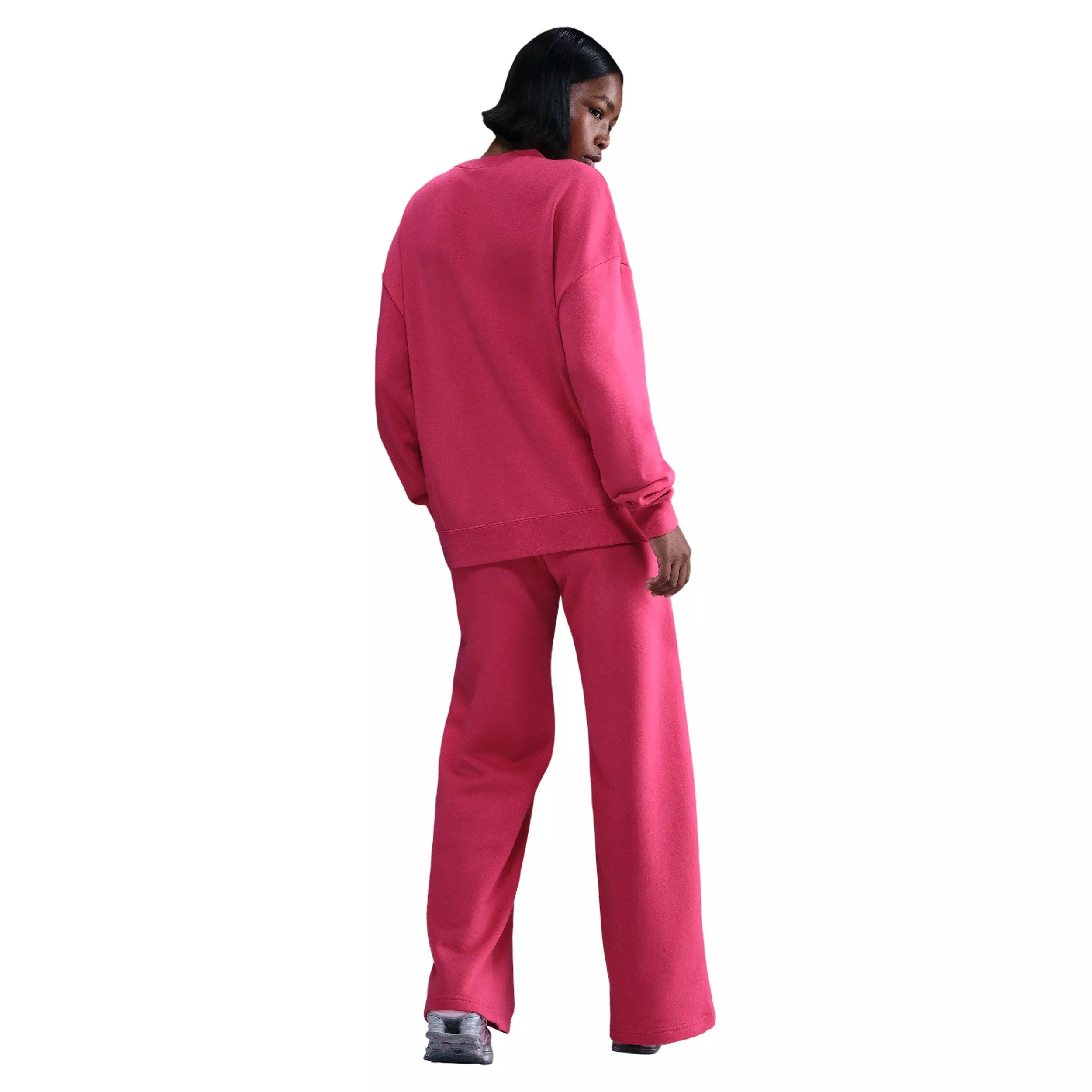 Nike Women's Sportswear Club Fleece Loose Crew-Neck Sweatshirt -Pink - PINK