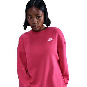 Nike Women's Sportswear Club Fleece Loose Crew-Neck Sweatshirt -Pink