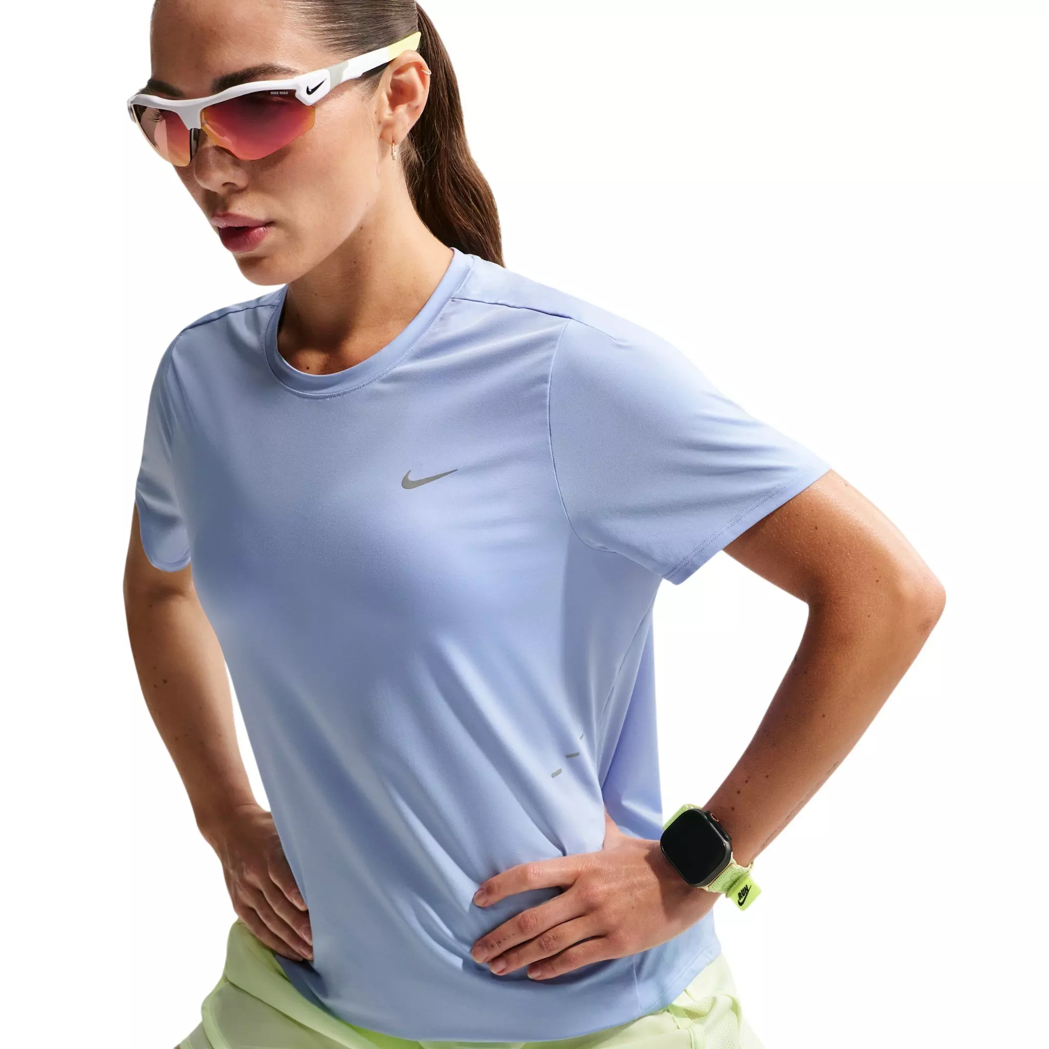 Nike Women's Swift Dri-FIT Short Sleeve Running Top - Blue - BLUE