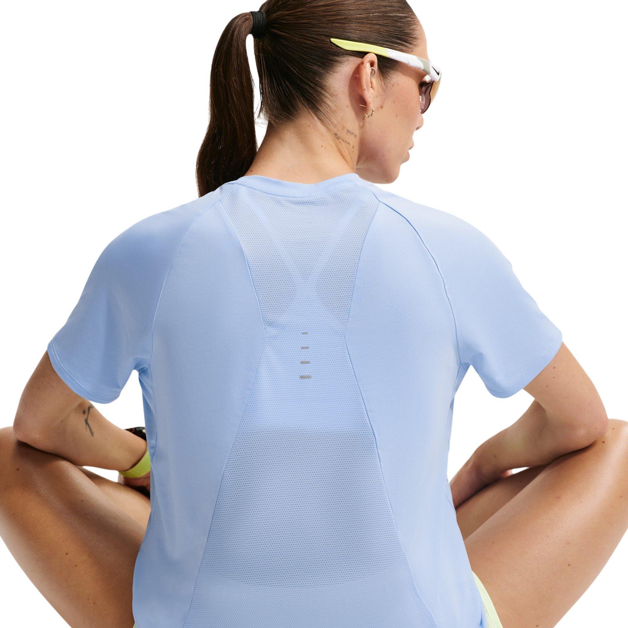 Nike Women's Swift Dri-FIT Short Sleeve Running Top - Blue - BLUE Thumbnail View 3