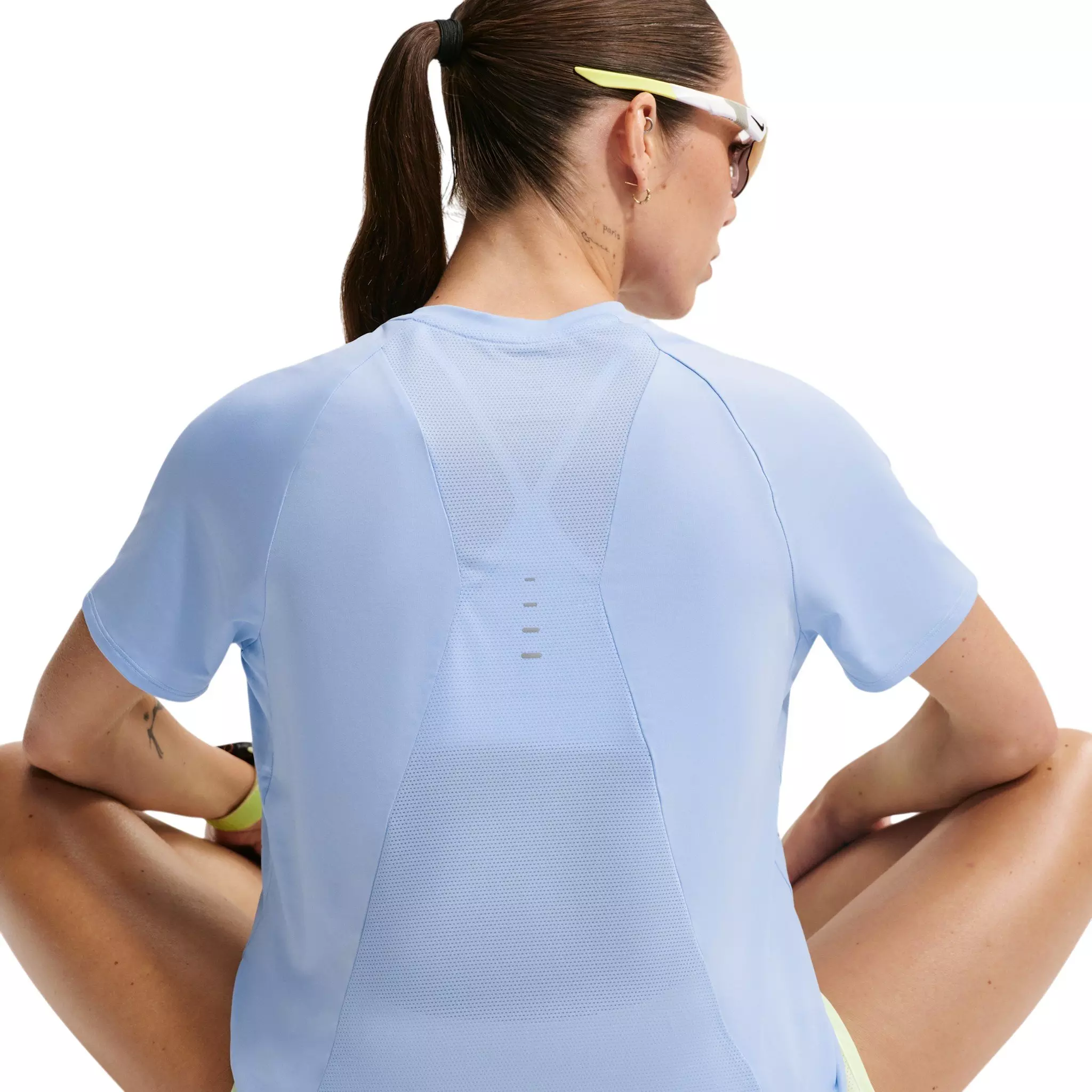 Nike Women's Swift Dri-FIT Short Sleeve Running Top - Blue - BLUE
