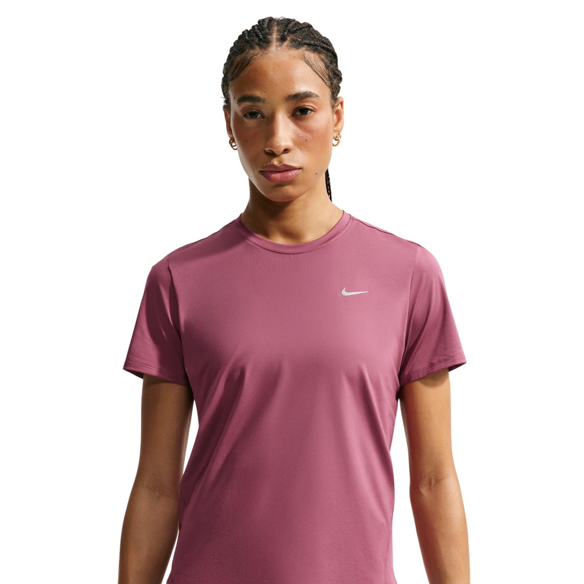 Nike Women's Swift Dri-FIT Short Sleeve Running Top - Pink - PINK Thumbnail View 1