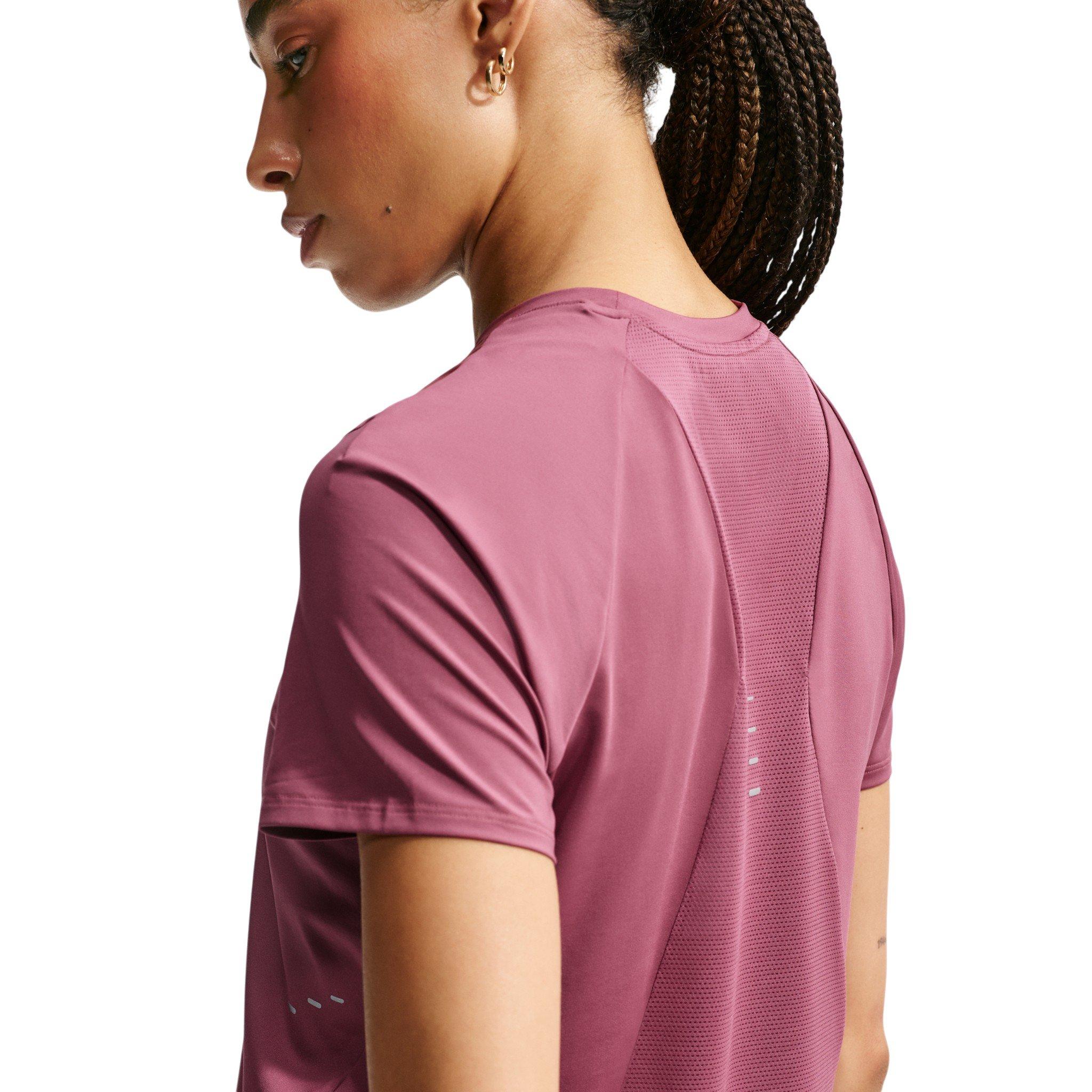 Nike Women's Swift Dri-FIT Short Sleeve Running Top - Pink - PINK Thumbnail View 2