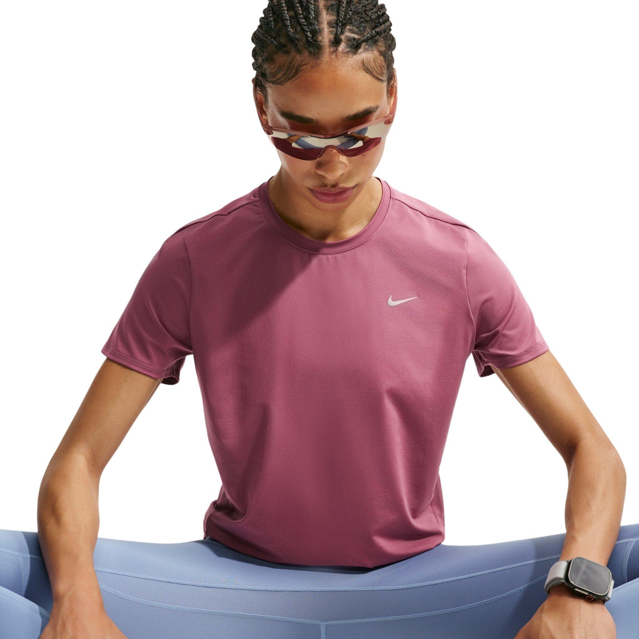 Nike Women's Swift Dri-FIT Short Sleeve Running Top - Pink - PINK Thumbnail View 3