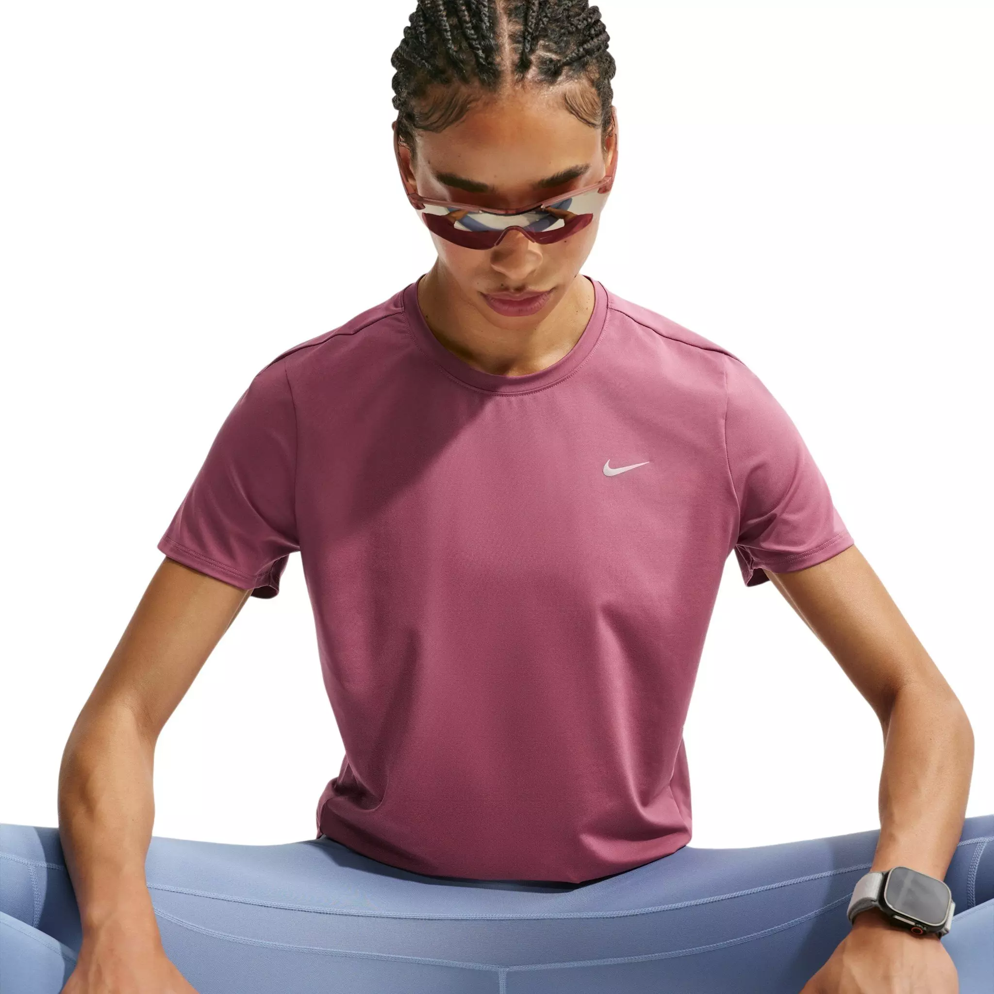 Nike Women's Swift Dri-FIT Short Sleeve Running Top - Pink - PINK