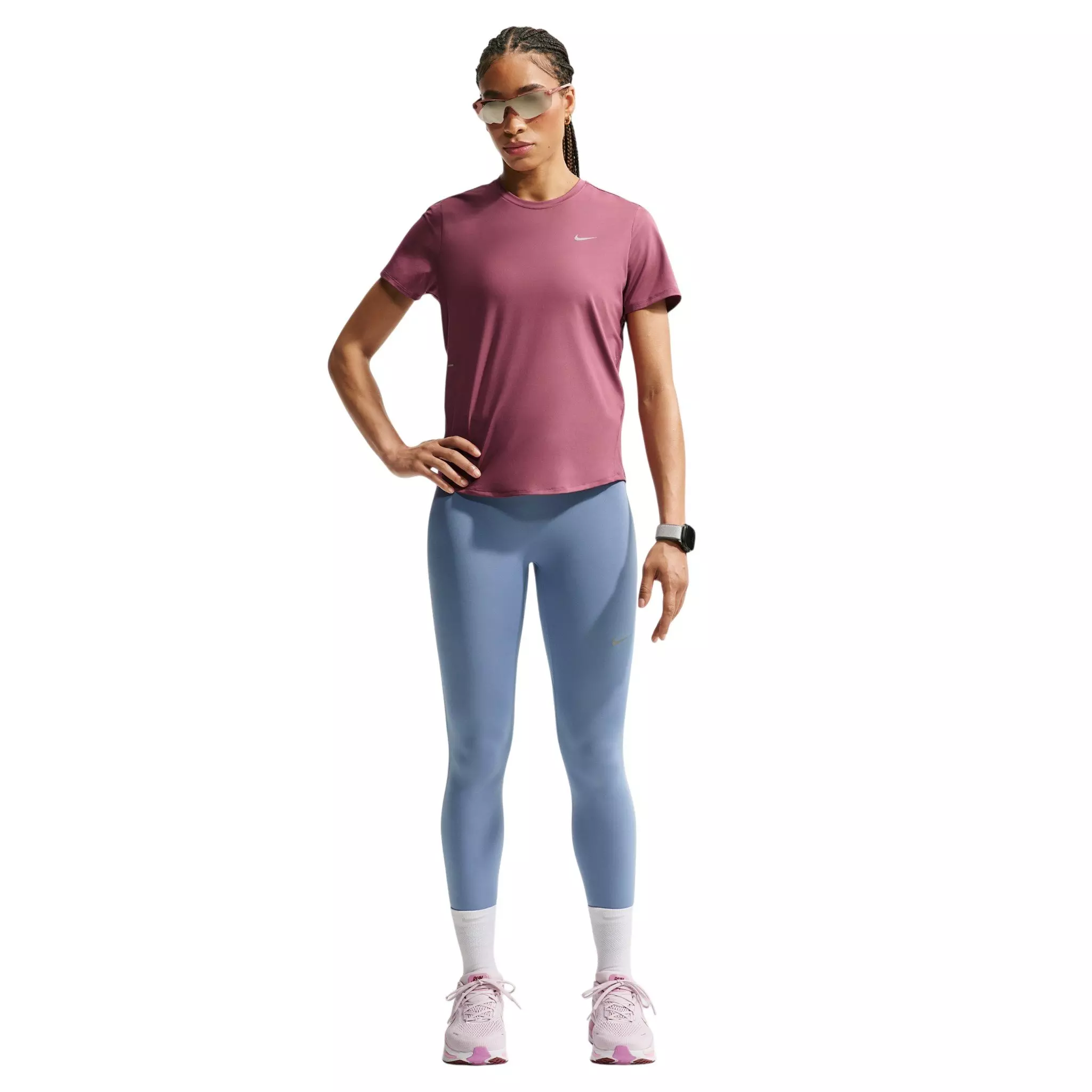 Nike Women's Swift Dri-FIT Short Sleeve Running Top - Pink - PINK