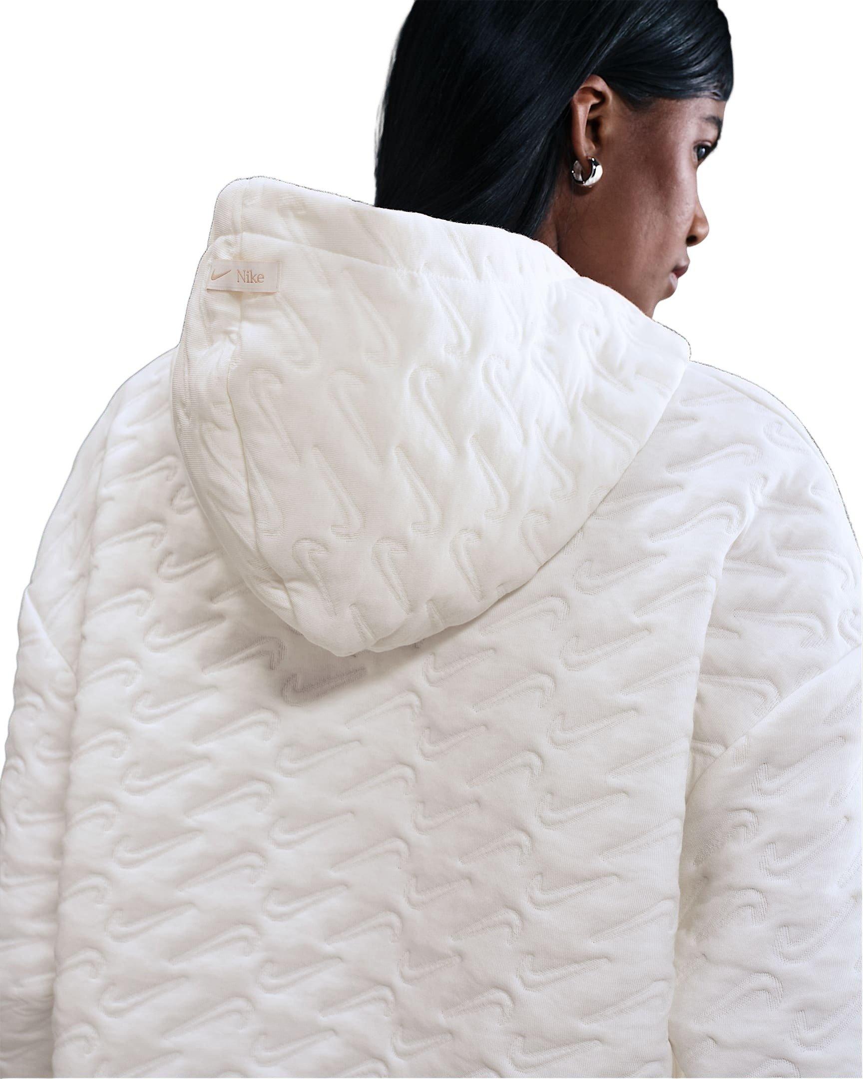 Nike Women's Sportswear Phoenix Fleece Loose Jacquard Pullover Hoodie -White - WHITE Thumbnail View 2