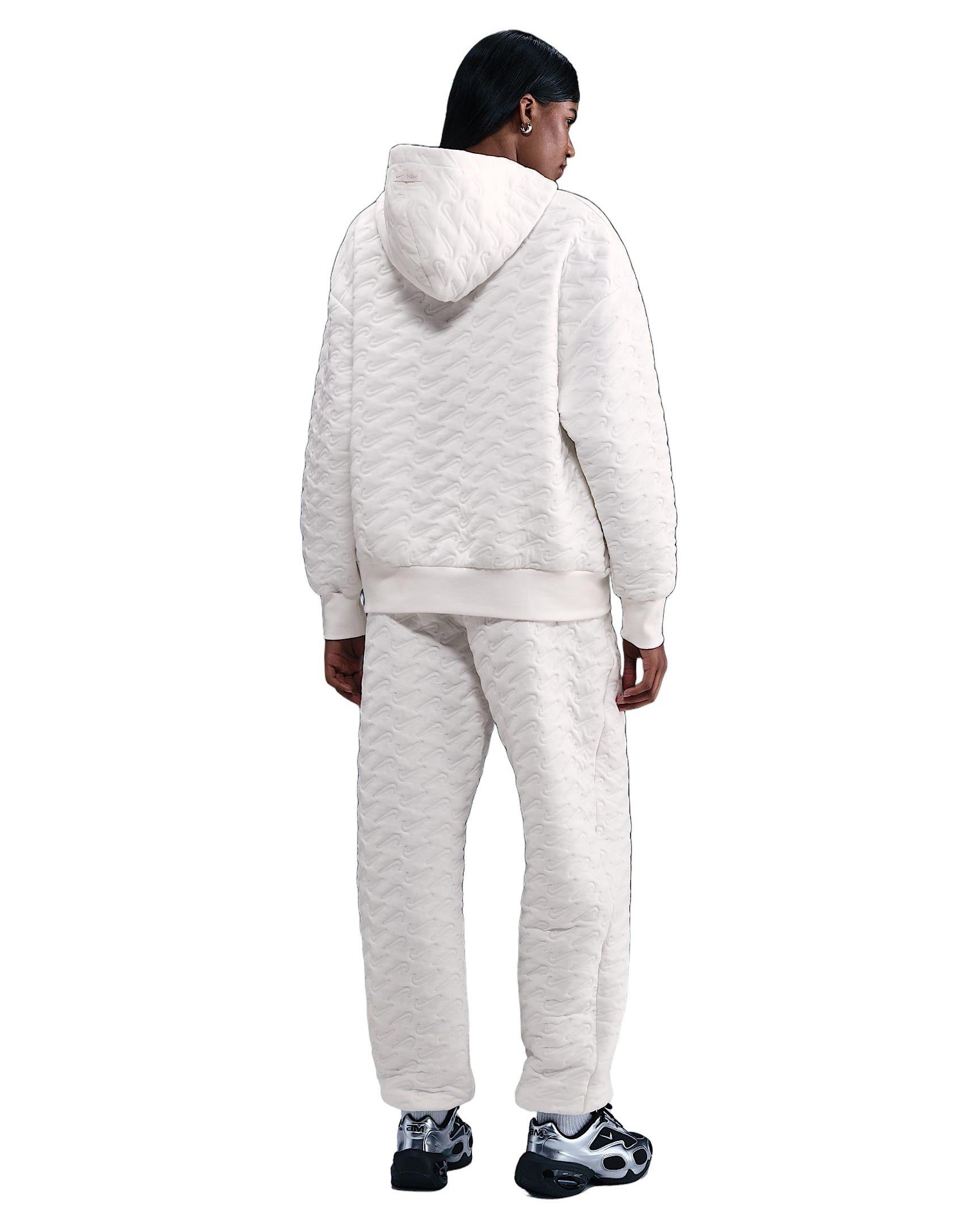 Nike Women's Sportswear Phoenix Fleece Loose Jacquard Pullover Hoodie -White - WHITE Thumbnail View 5