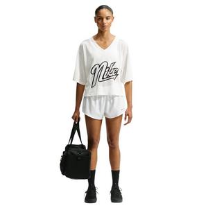 Nike Women's One Dri-FIT Oversized Short Sleeve Varsity Jersey Top - Sail