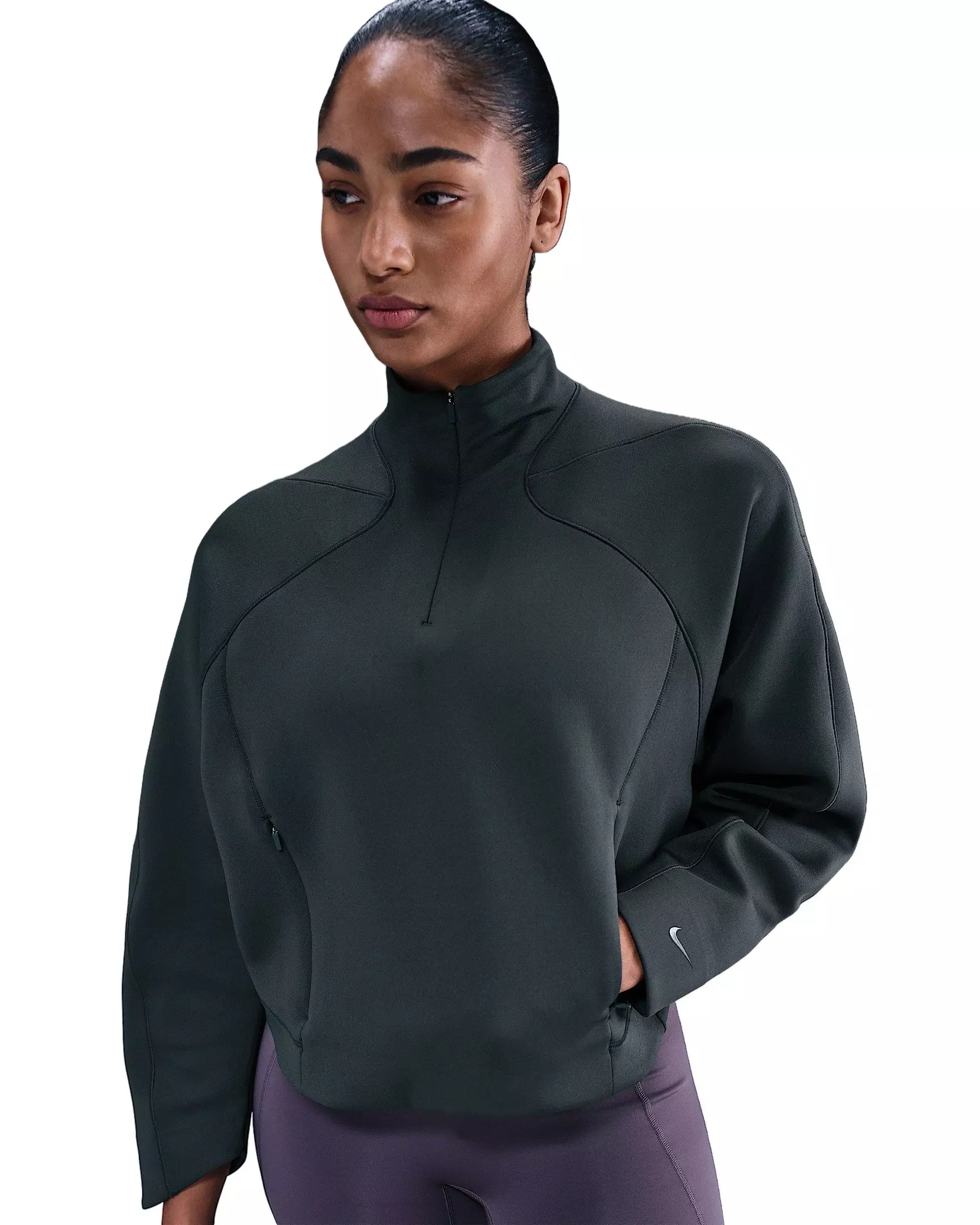 Nike Women's Universa Dri-FIT 1/4-Zip Top - Seaweed Green - SEAWEED GREEN