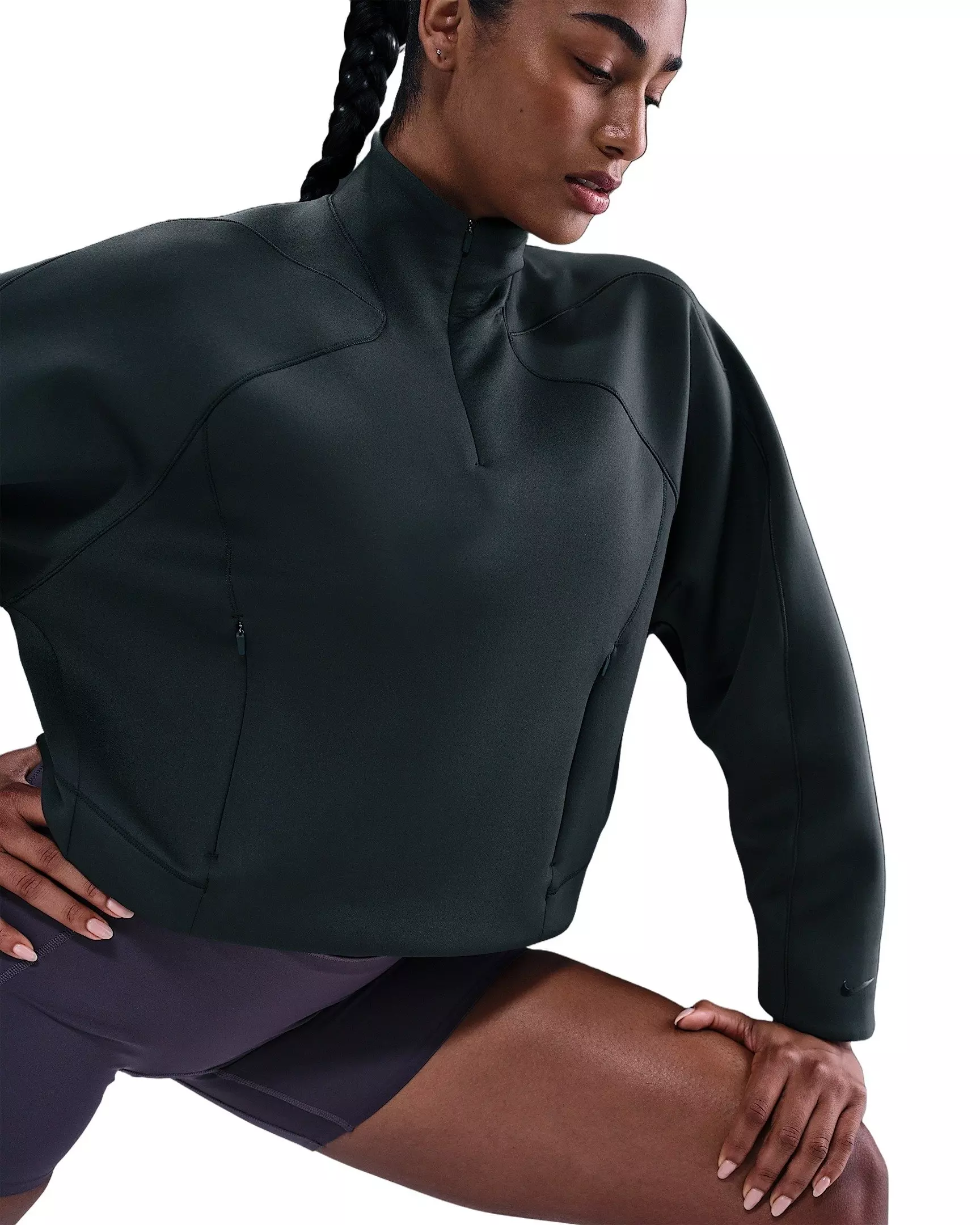 Nike Women's Universa Dri-FIT 1/4-Zip Top - Seaweed Green - SEAWEED GREEN