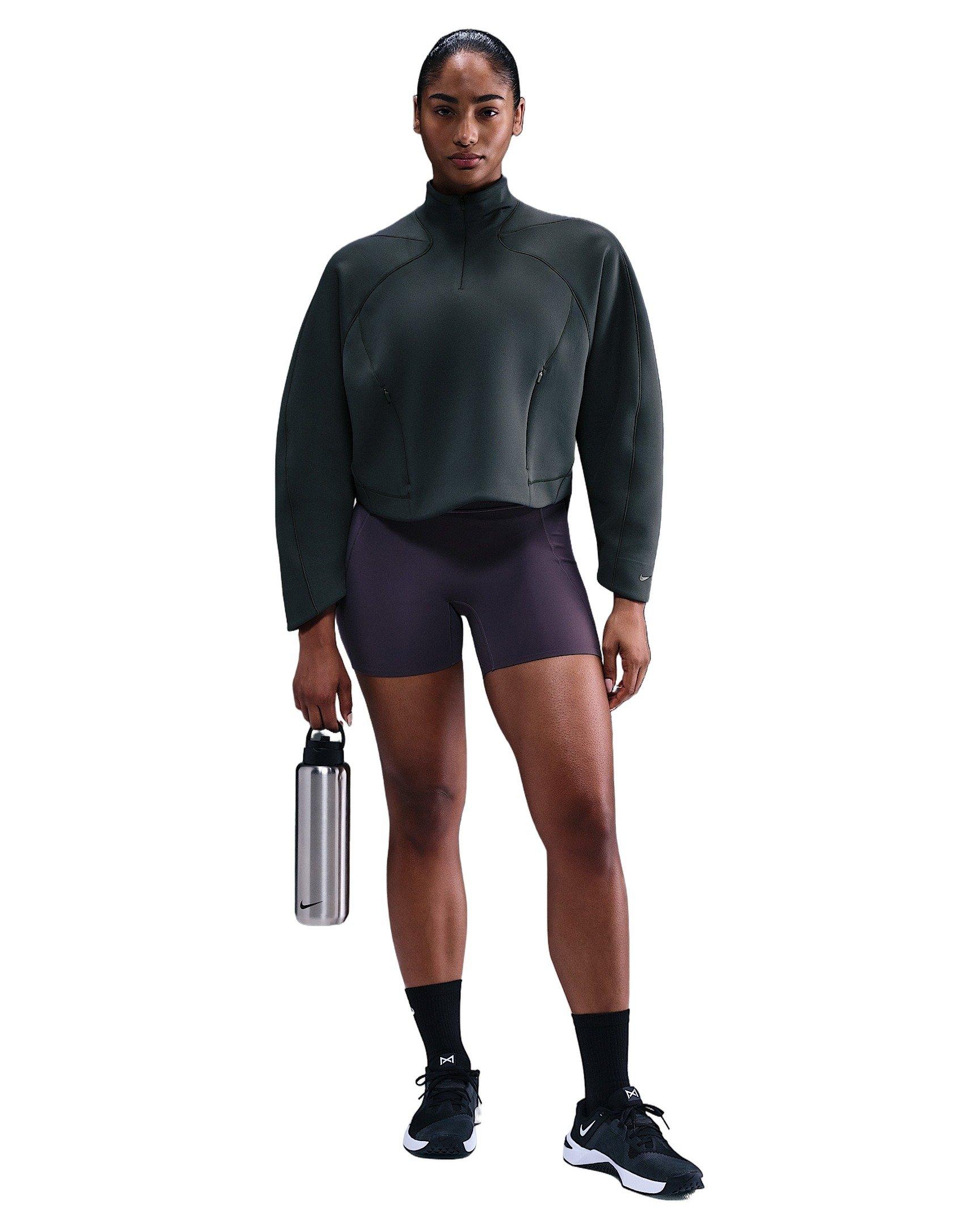 Nike Women's Universa Dri-FIT 1/4-Zip Top - Seaweed Green - SEAWEED GREEN Thumbnail View 4