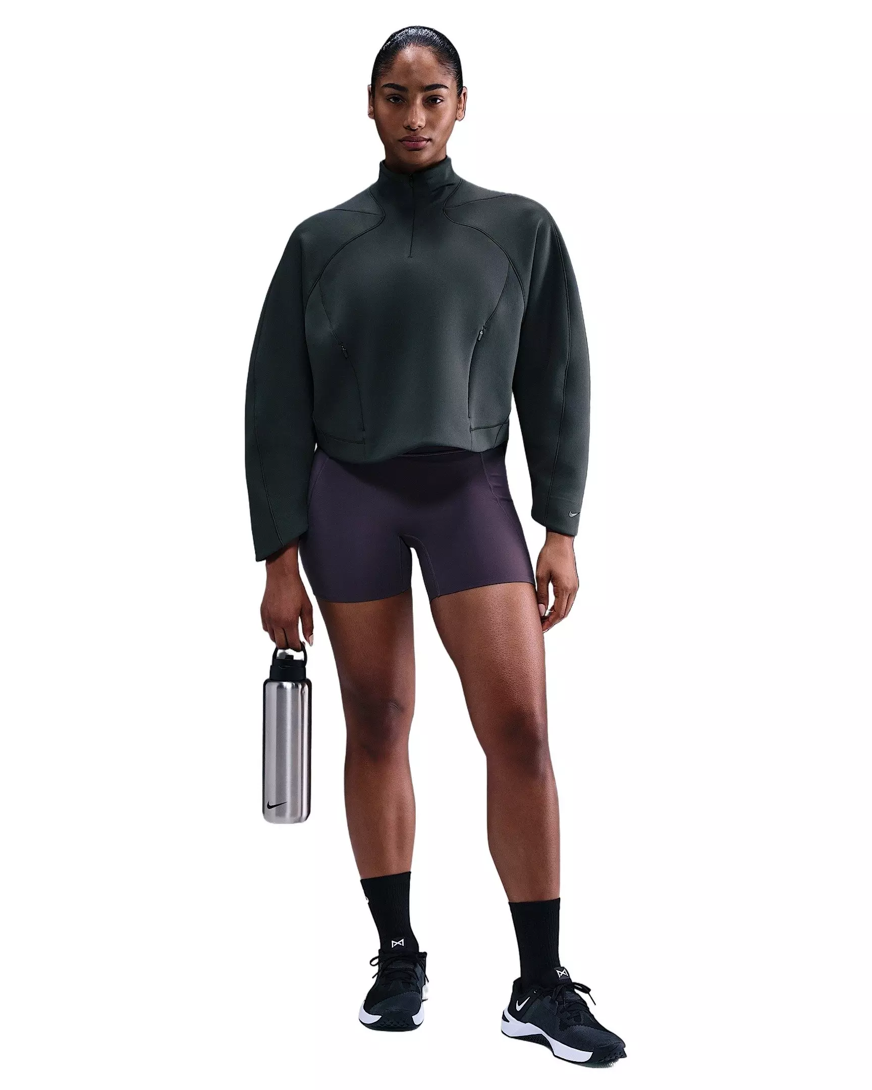 Nike Women's Universa Dri-FIT 1/4-Zip Top -Seaweed Green - SEAWEED GREEN