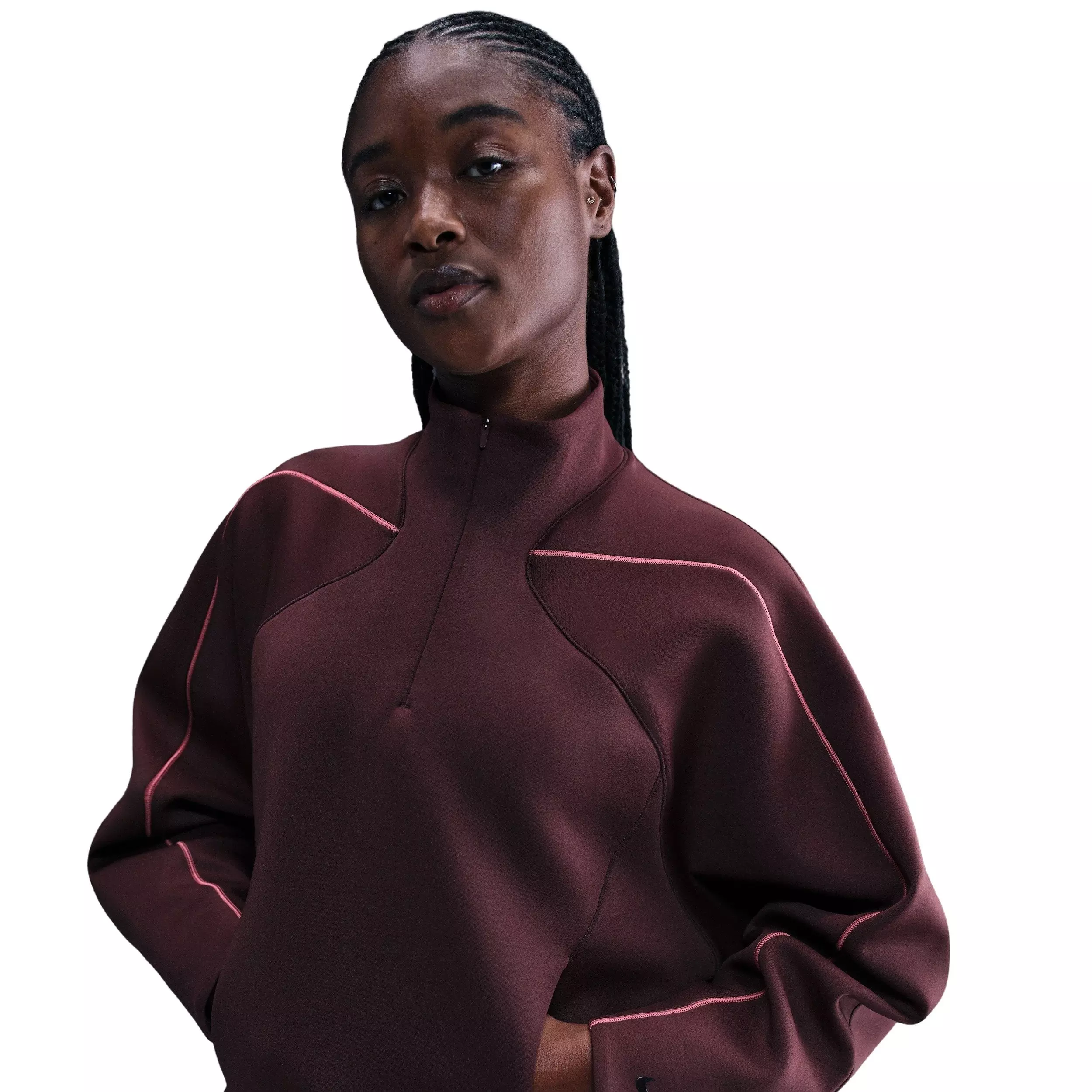 Nike Women's Universa Dri-FIT 1/4-Zip Top - Burgundy - BURGUNDY