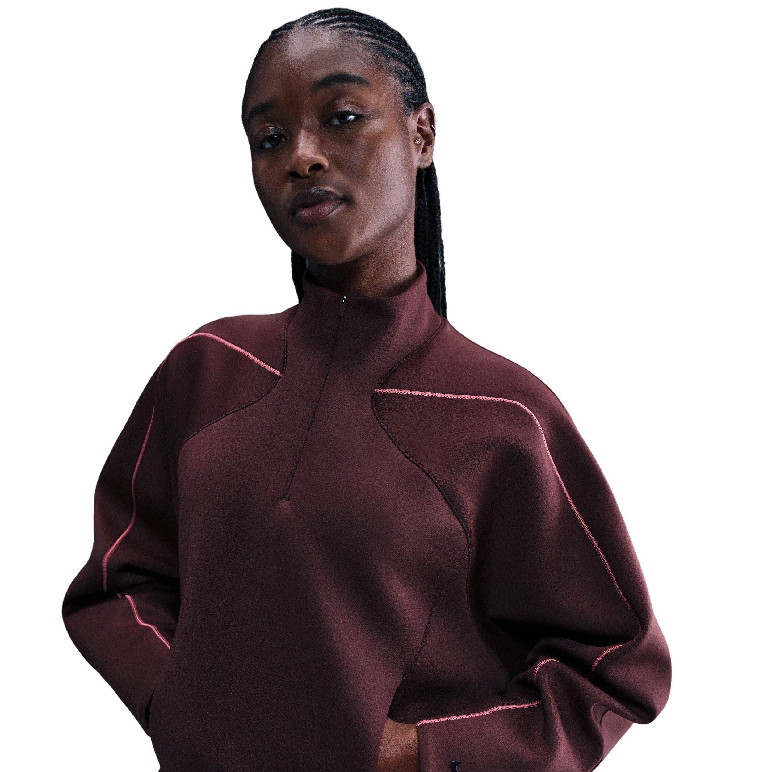 Nike Women's Universa Dri-FIT 1/4-Zip Top -Burgundy - BURGUNDY Thumbnail View 1
