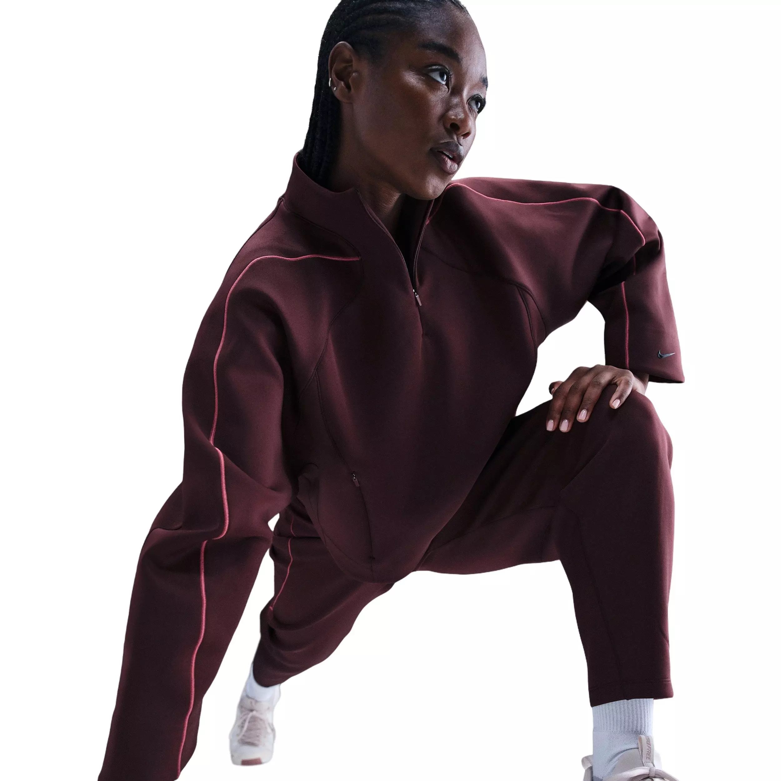 Nike Women's Universa Dri-FIT 1/4-Zip Top - Burgundy - BURGUNDY