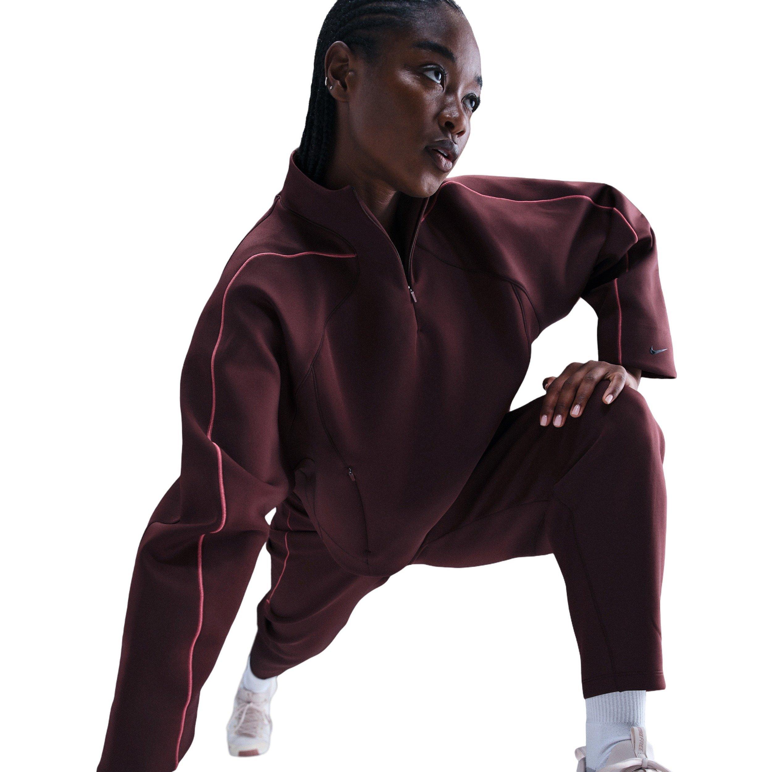 Nike Women's Universa Dri-FIT 1/4-Zip Top -Burgundy - BURGUNDY Thumbnail View 3