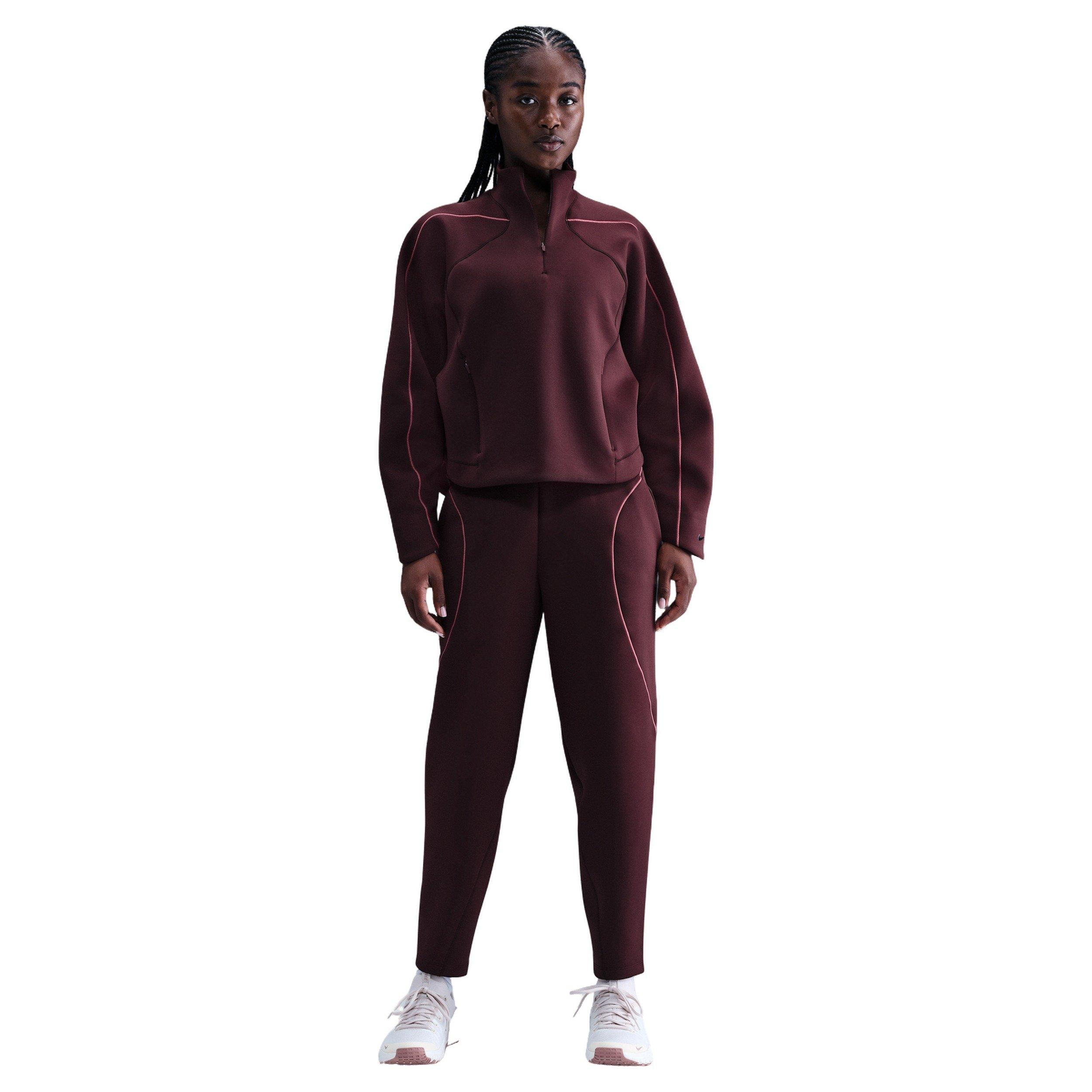 Nike Women's Universa Dri-FIT 1/4-Zip Top -Burgundy - BURGUNDY Thumbnail View 4