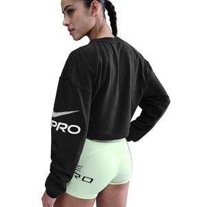 Nike Women's Pro Dri-FIT Loose Crew-Neck French Terry Sweatshirt -Black