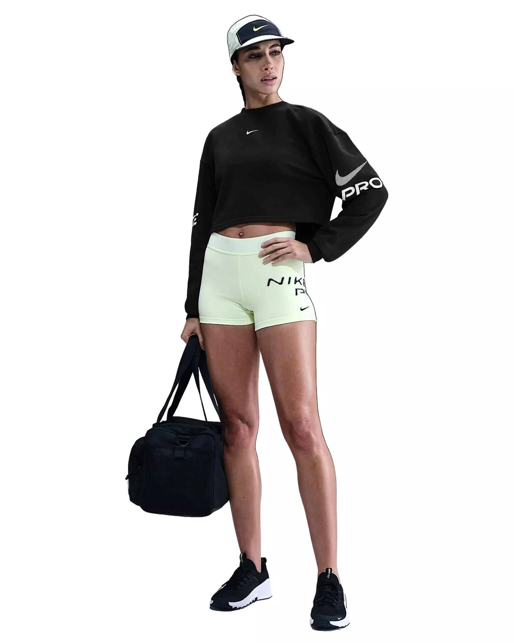 Nike Women's Pro Dri-FIT Loose Crew-Neck French Terry Sweatshirt -Black - BLACK