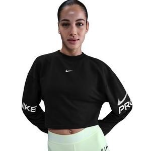 Nike Women's Pro Dri-FIT Loose Crew-Neck French Terry Sweatshirt -Black