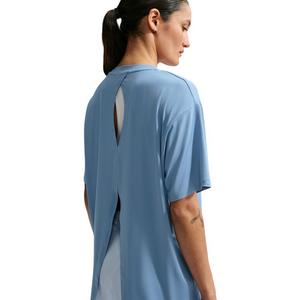 Nike Women's One Dri-FIT Short Sleeve Open Back Top - Blue/White - BLUE/WHITE
